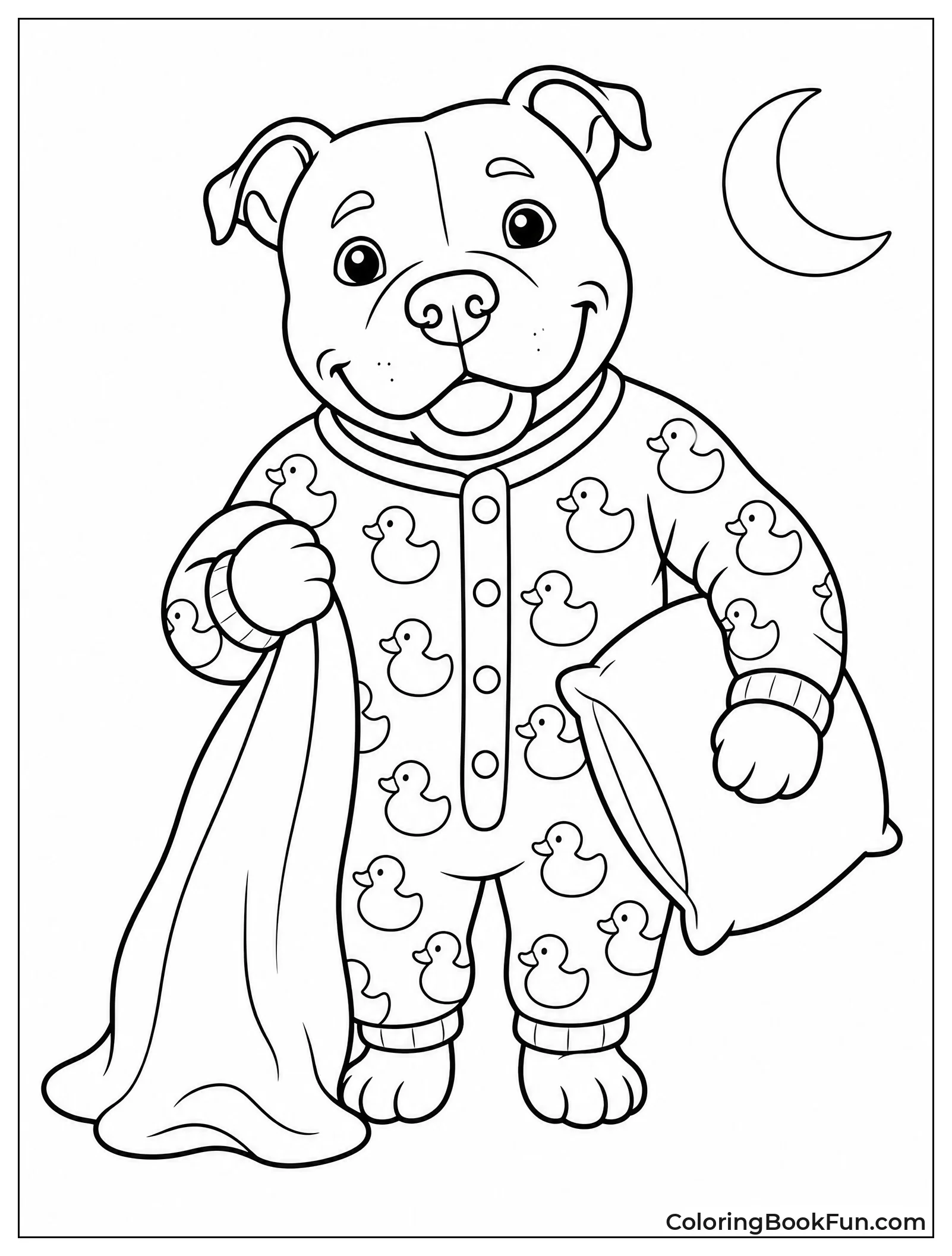 Pitbull Wearing Ducky Pajamas