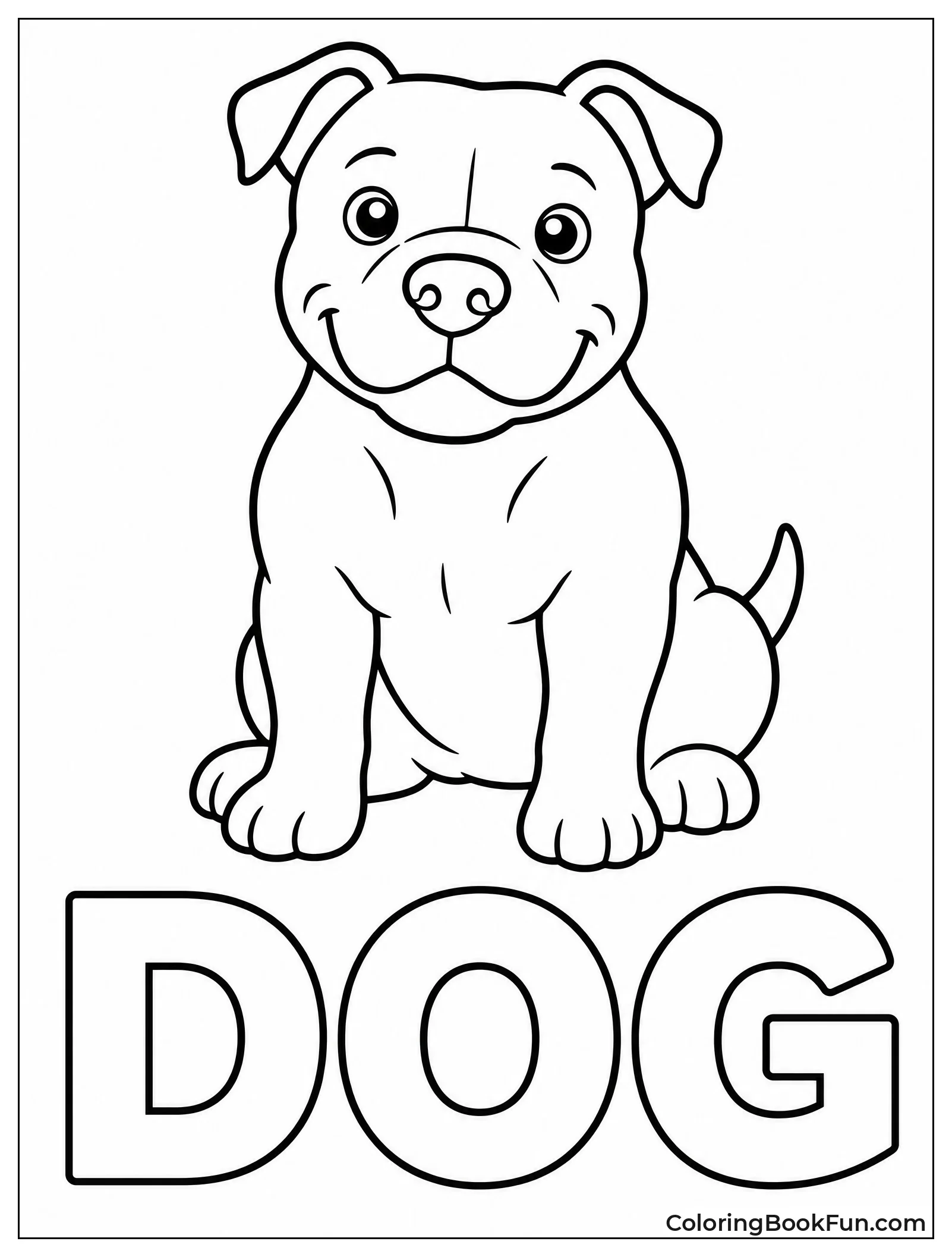 Easy Thick Line Pitbull Drawing