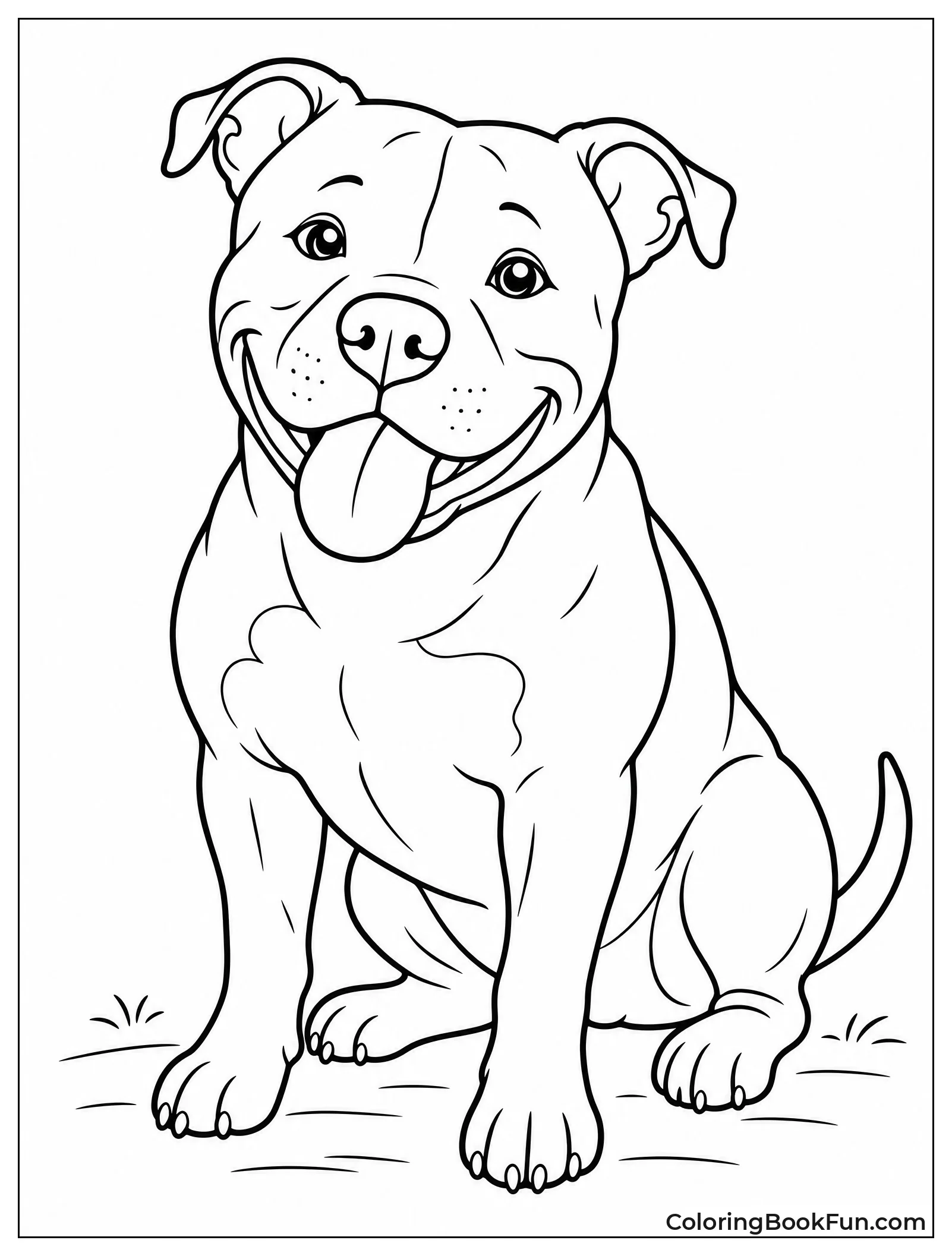 Happy Pitbull with Tongue Out