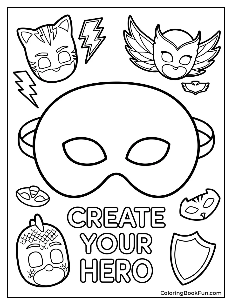 Blank Mask Template with Hero Symbols