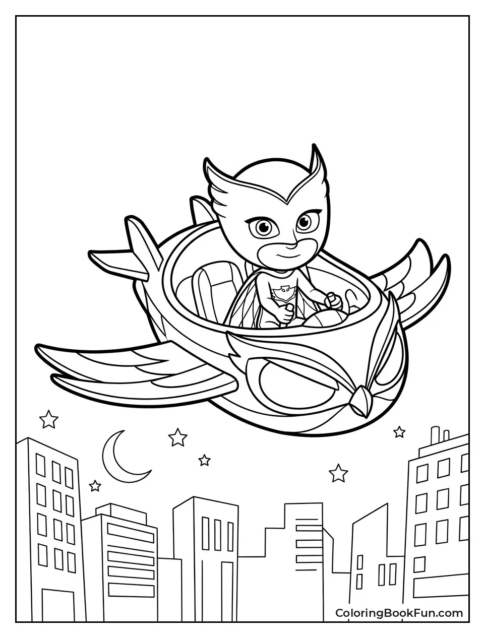 Owlette Flies Owl Glider over City