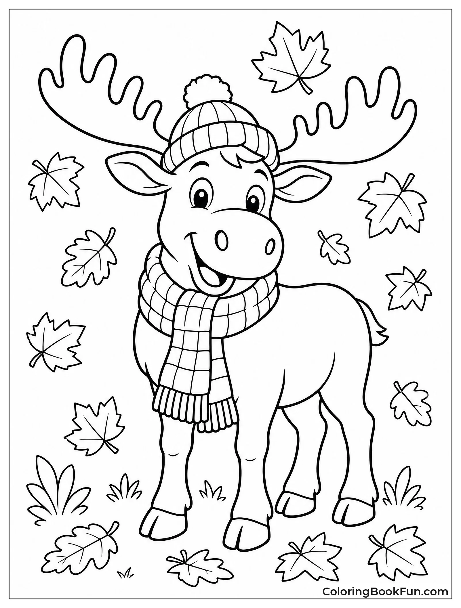 Playful Moose with Knit Scarf