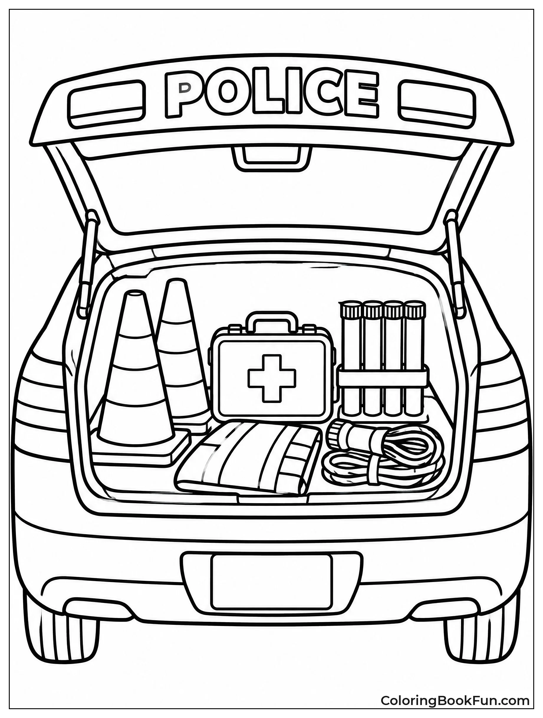 Open Trunk Full of Police Gear