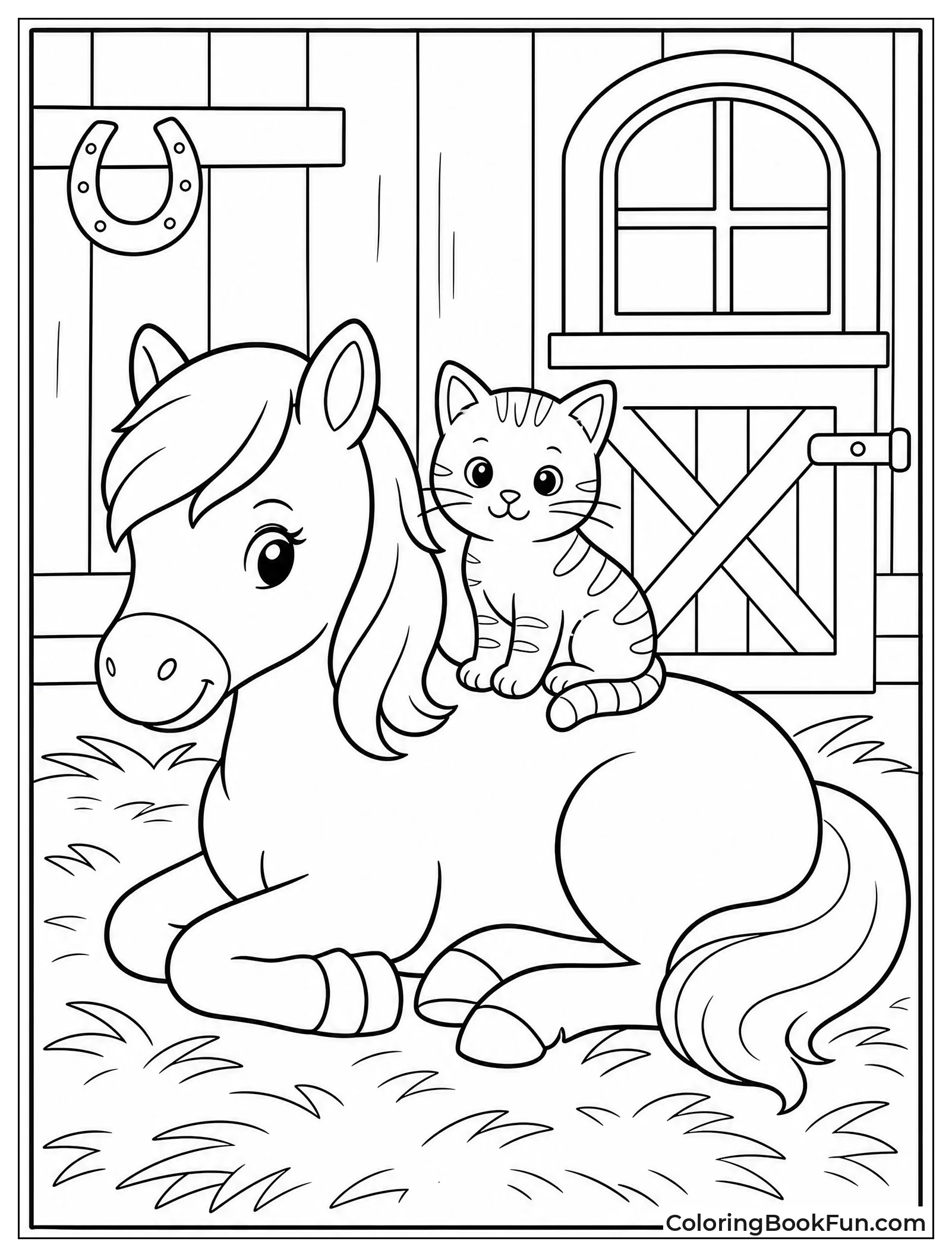 Cat Sitting on Pony Back