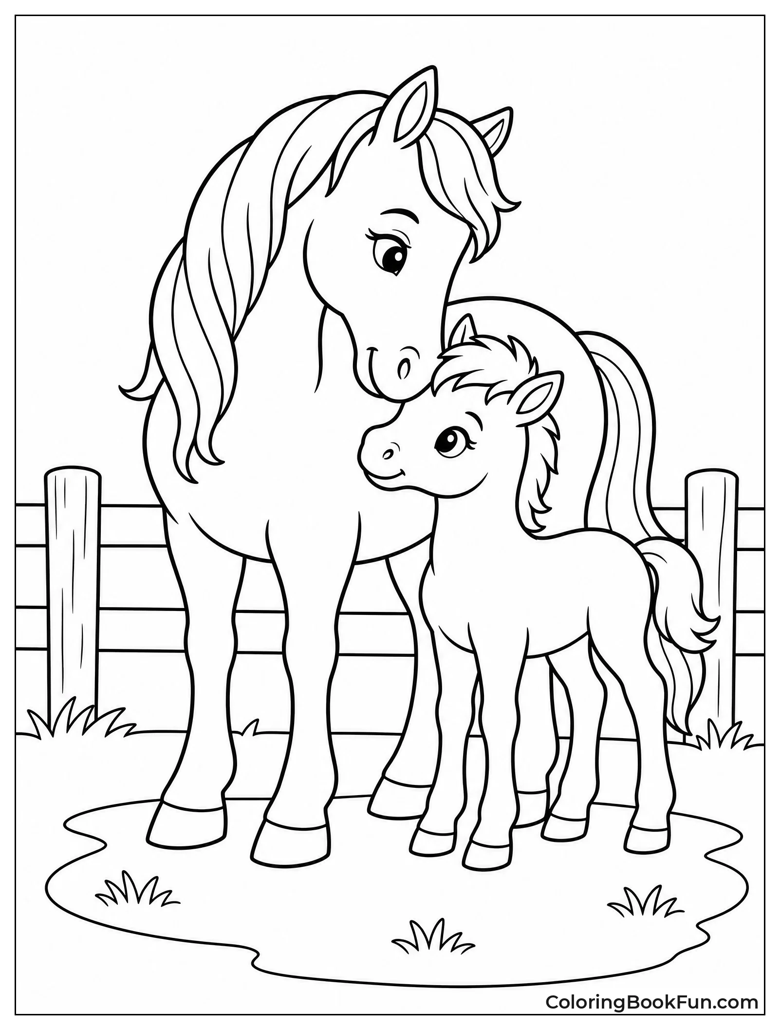 Mother Pony Nuzzling Her Foal