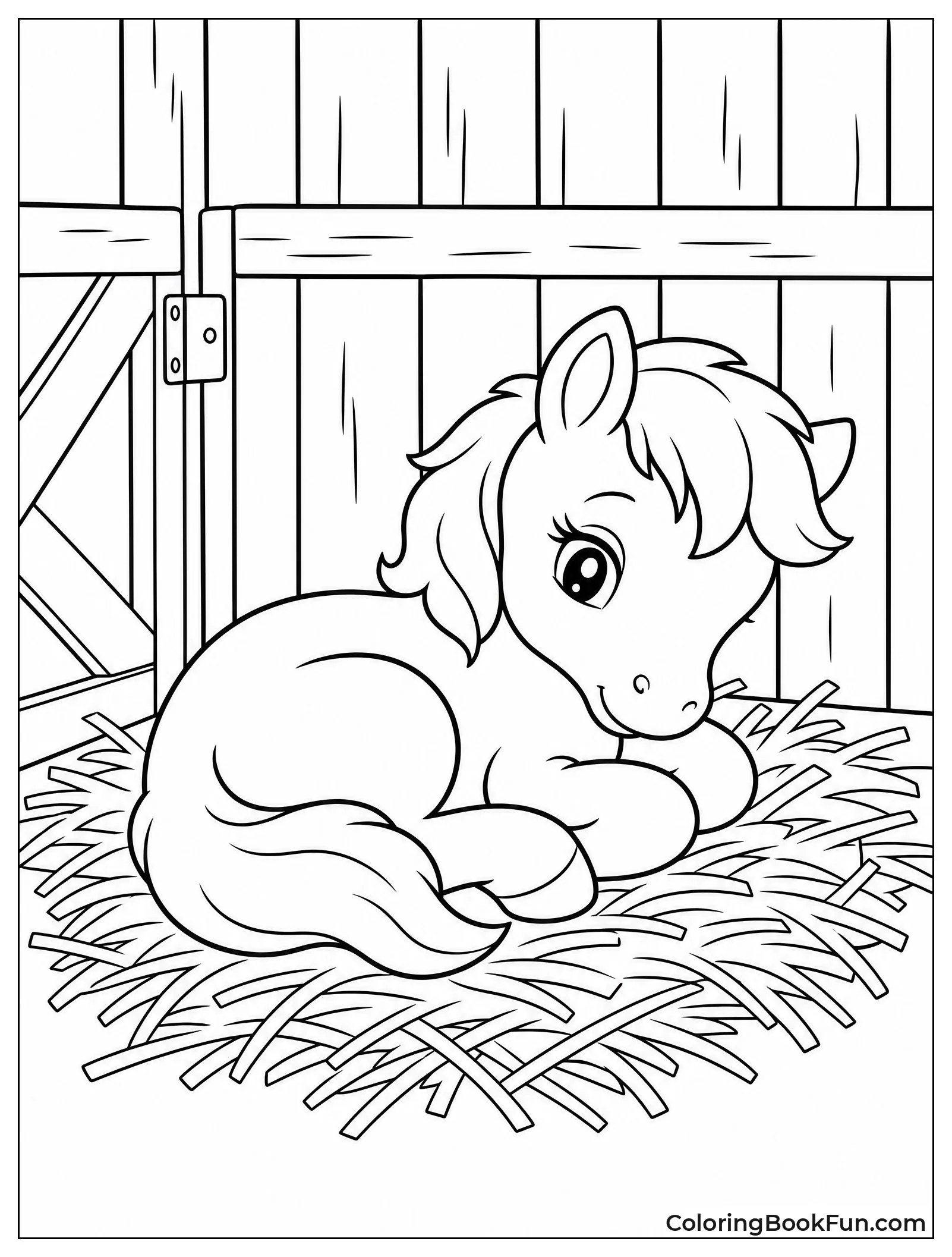 Pony Sleeping on Straw Bed