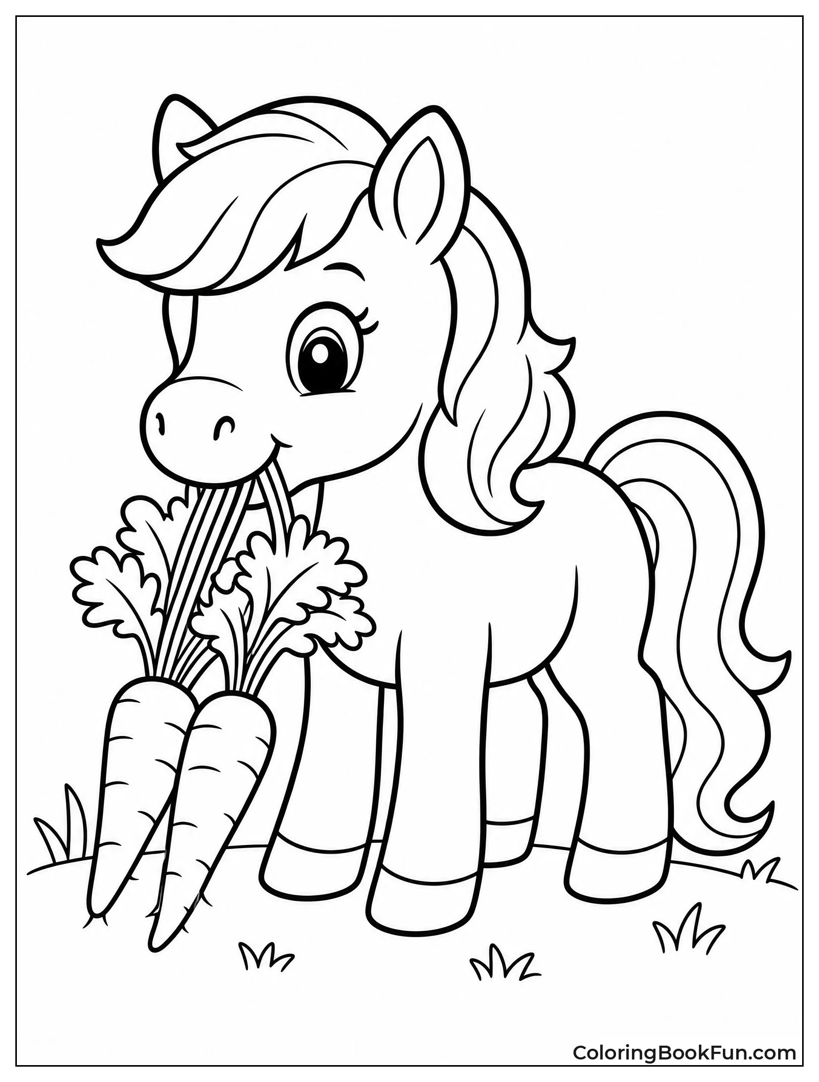 Pony Eating Fresh Carrots