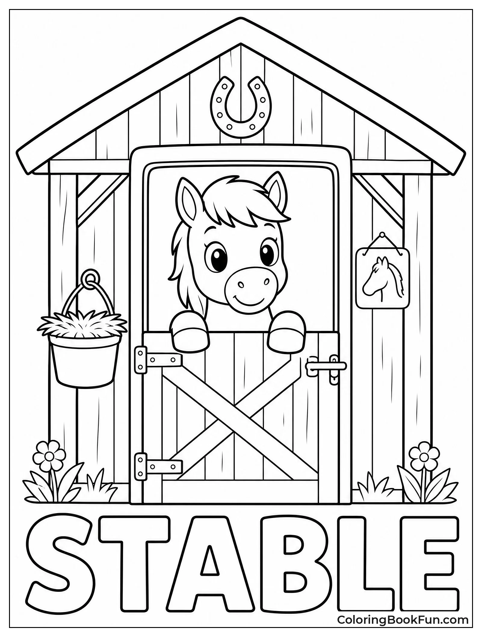 Pony Peeking Out Stable Door