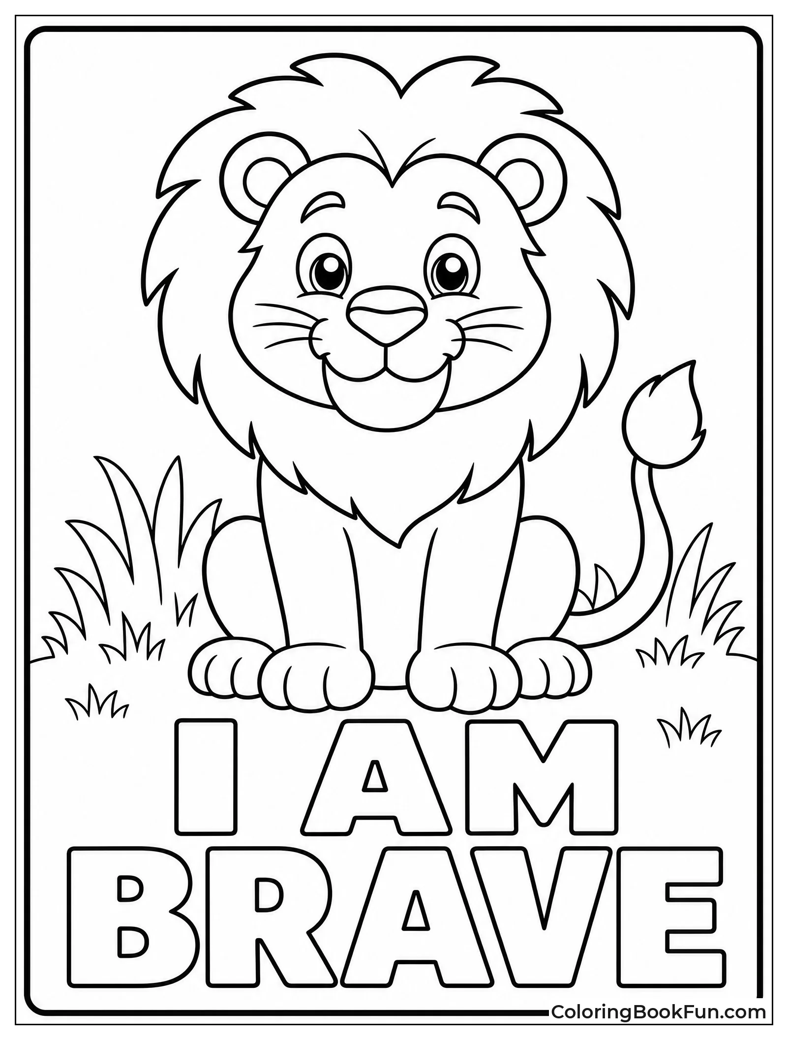 Proud Lion Sitting in Grass