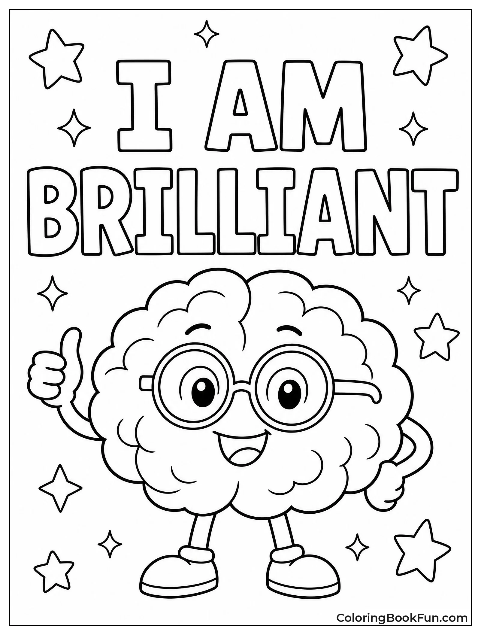 Brain Wearing Glasses and Thinking