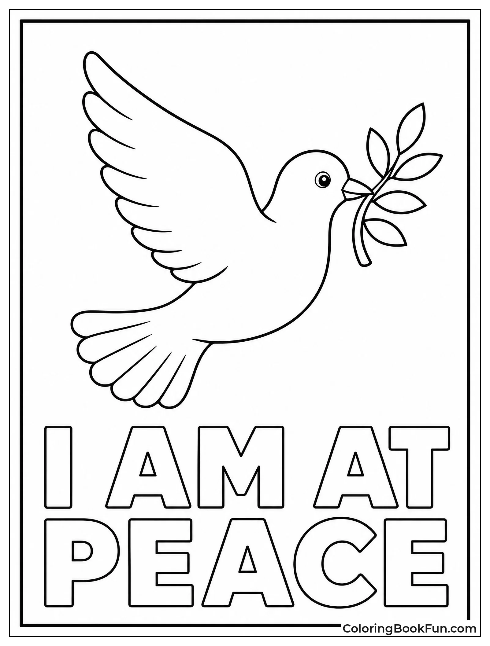 Flying Dove Carrying an Olive Branch