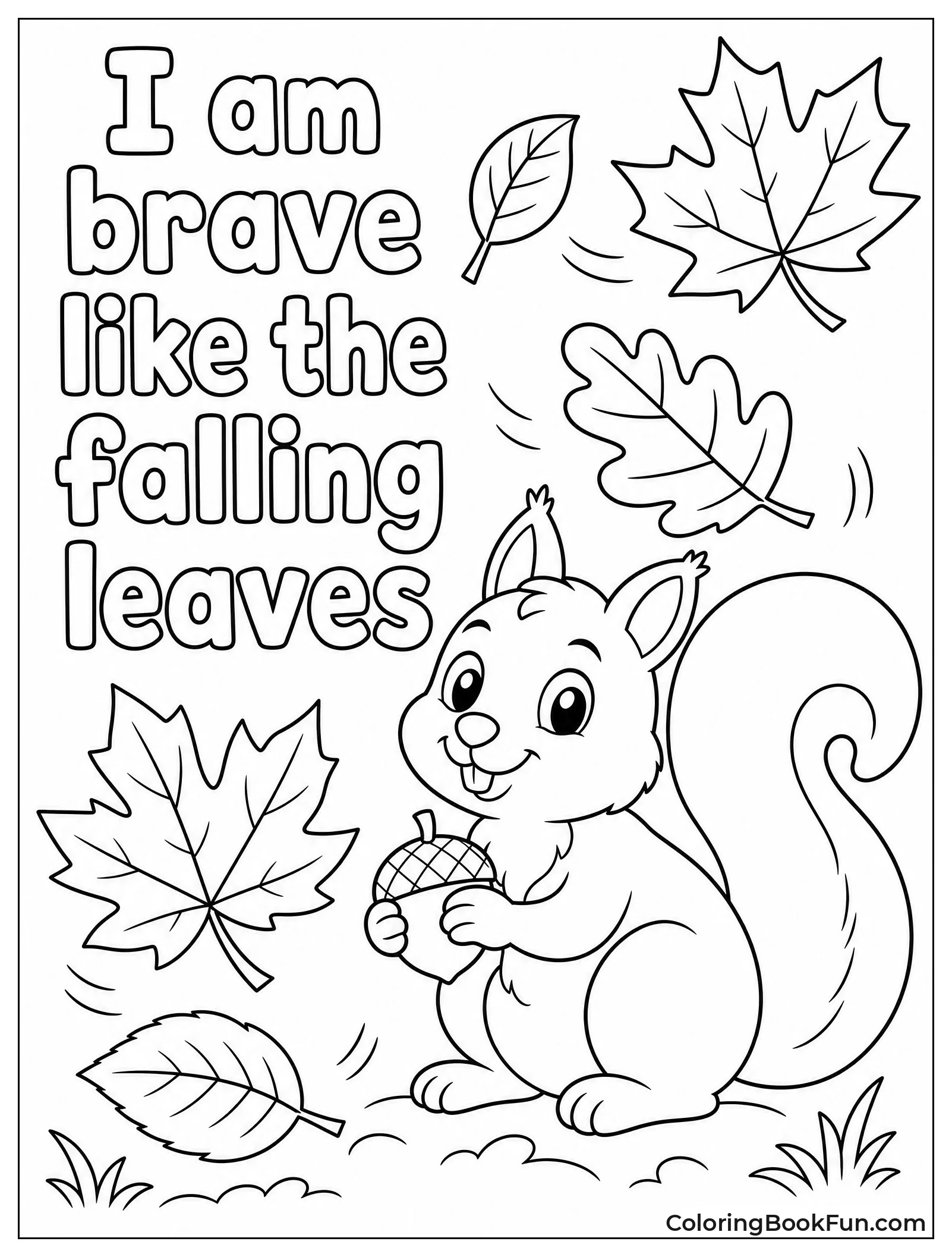 Squirrel with Falling Autumn Leaves