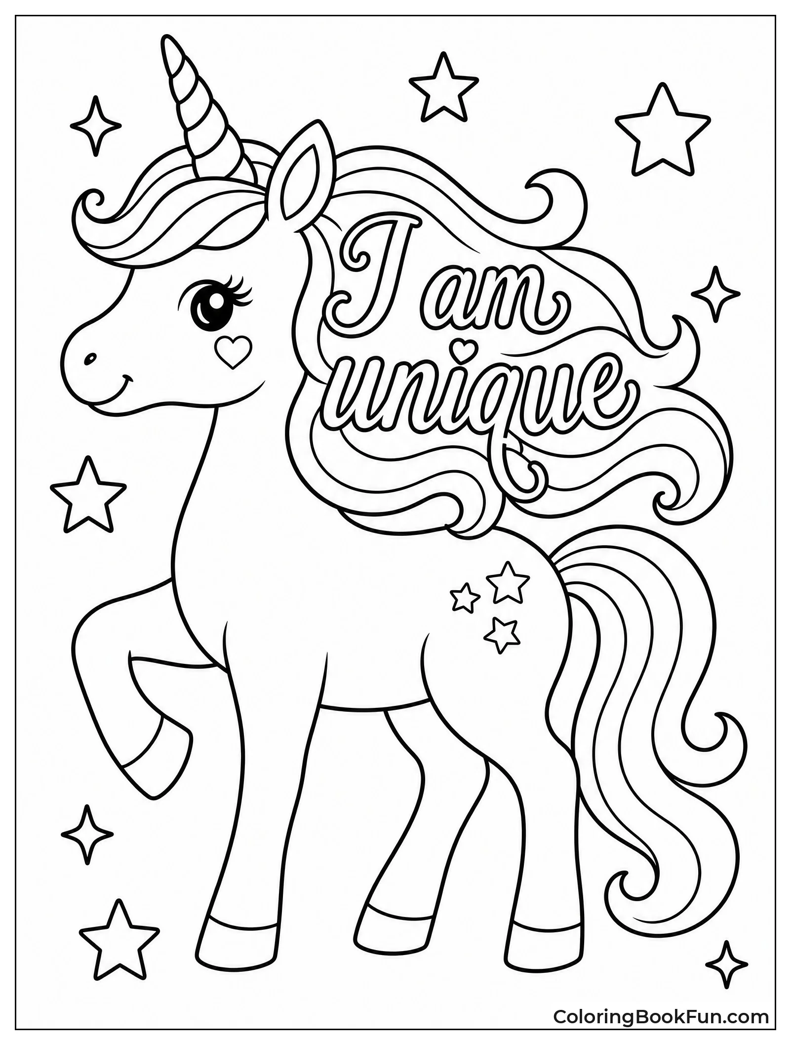 Unicorn with Unique Message in Mane