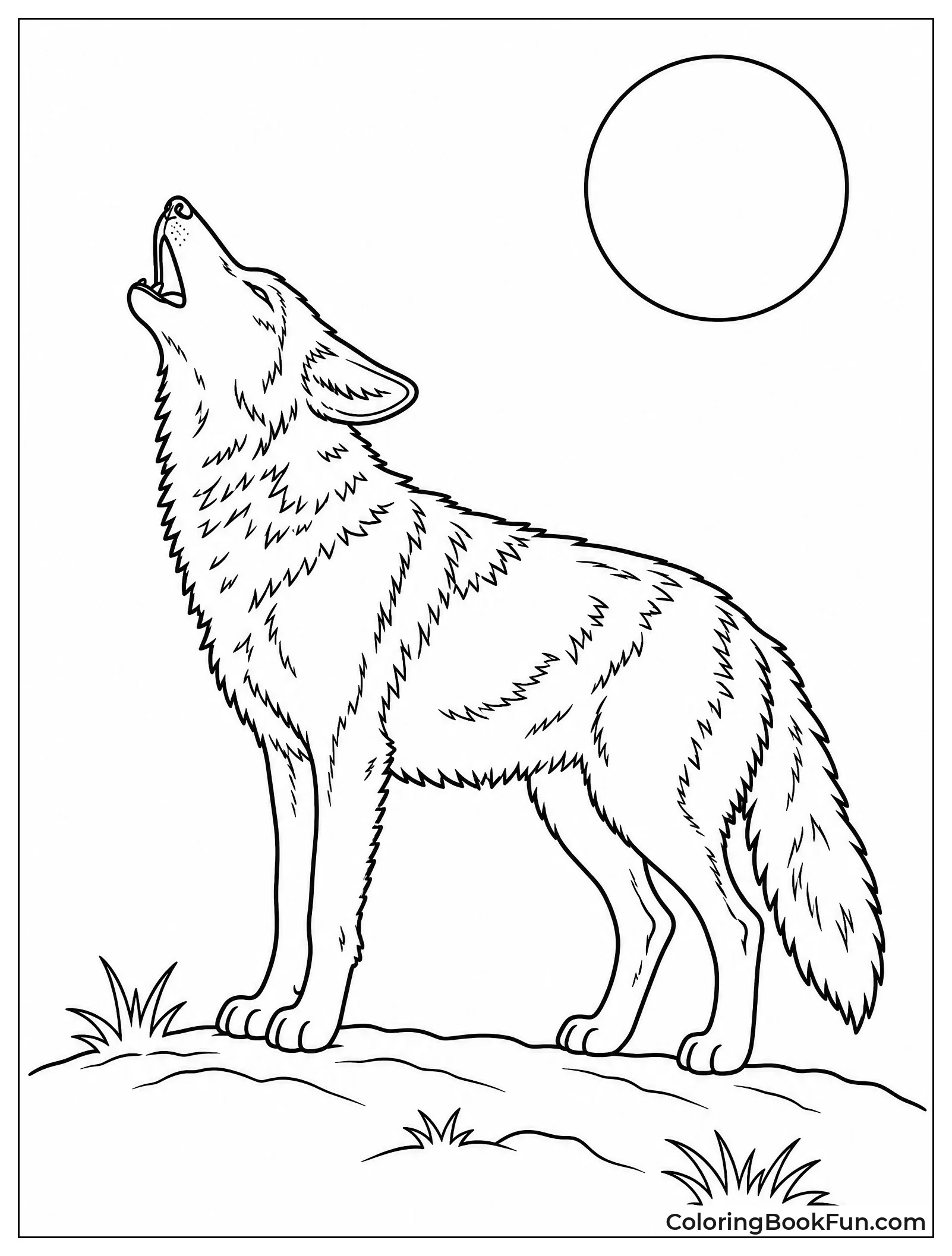 Realistic Coyote Howling at Moon