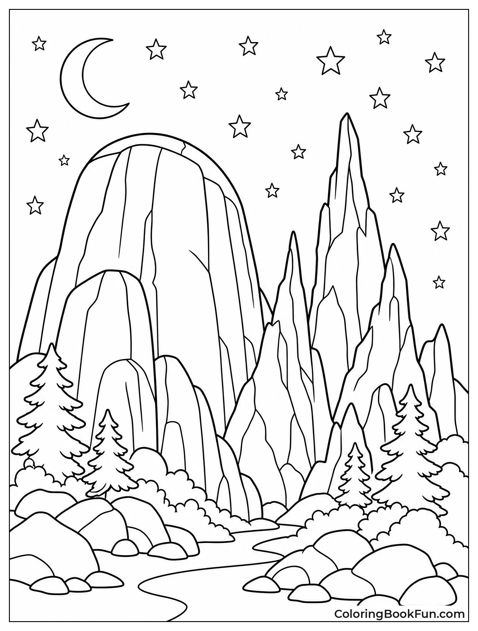 Granite Mountains under Night Sky
