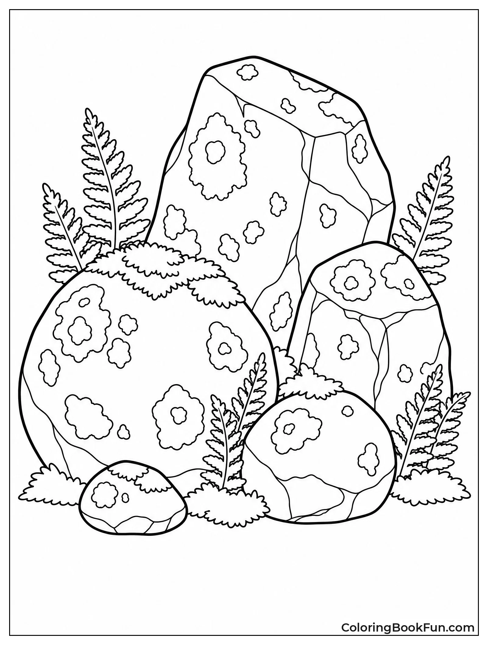 Rocks Covered in Green Moss