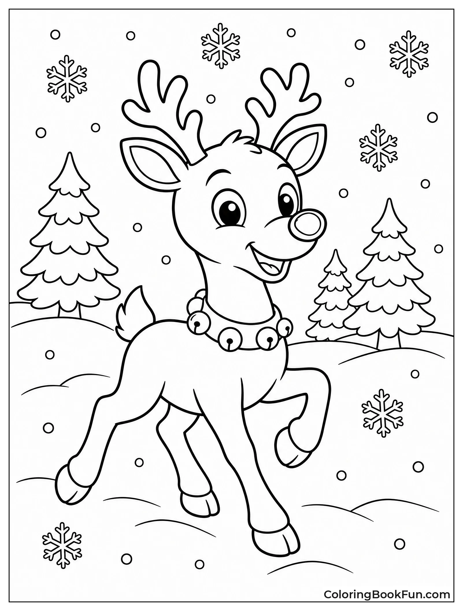 Rudolph Trotting through Snowy Field