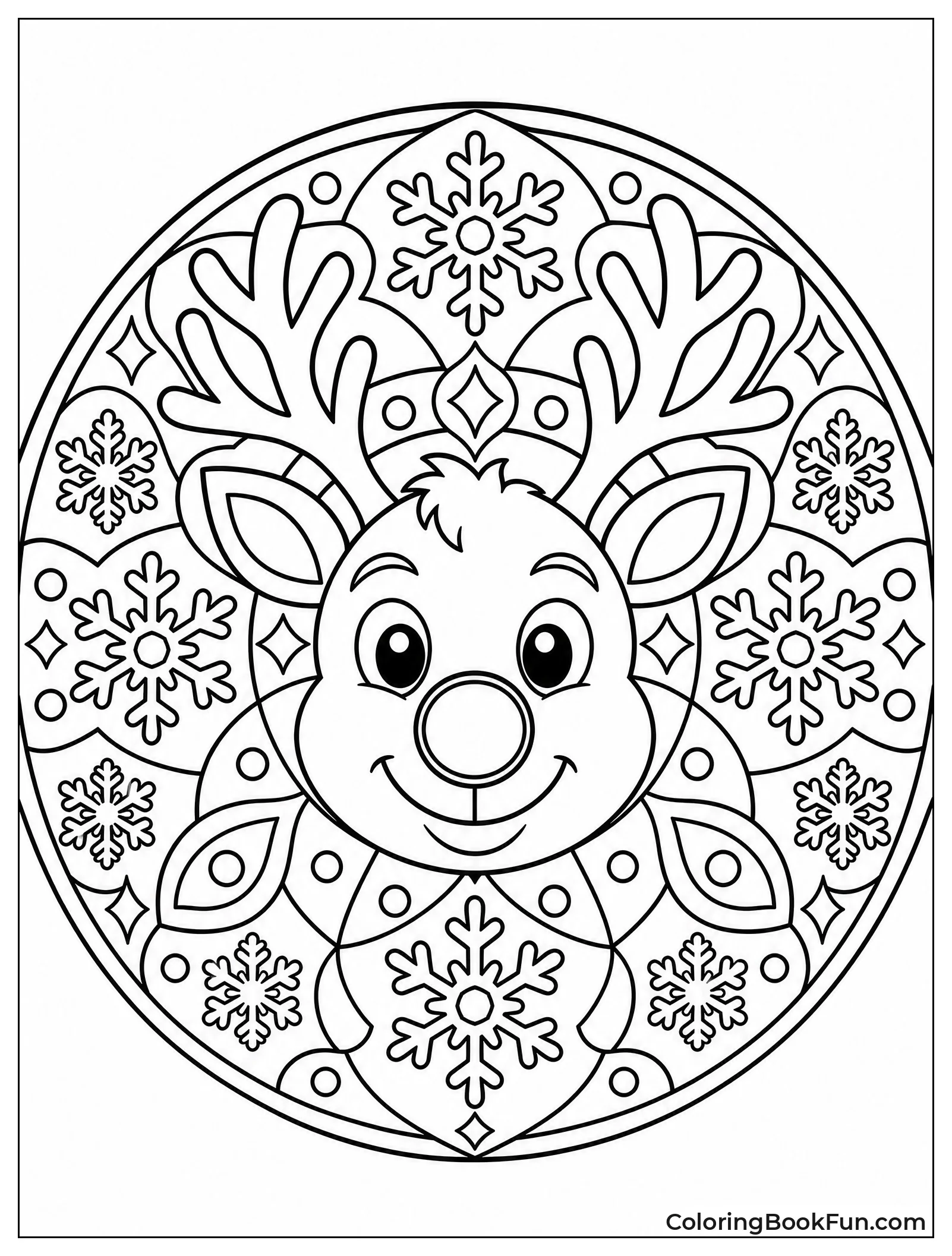 Intricate Mandala around Rudolph Face