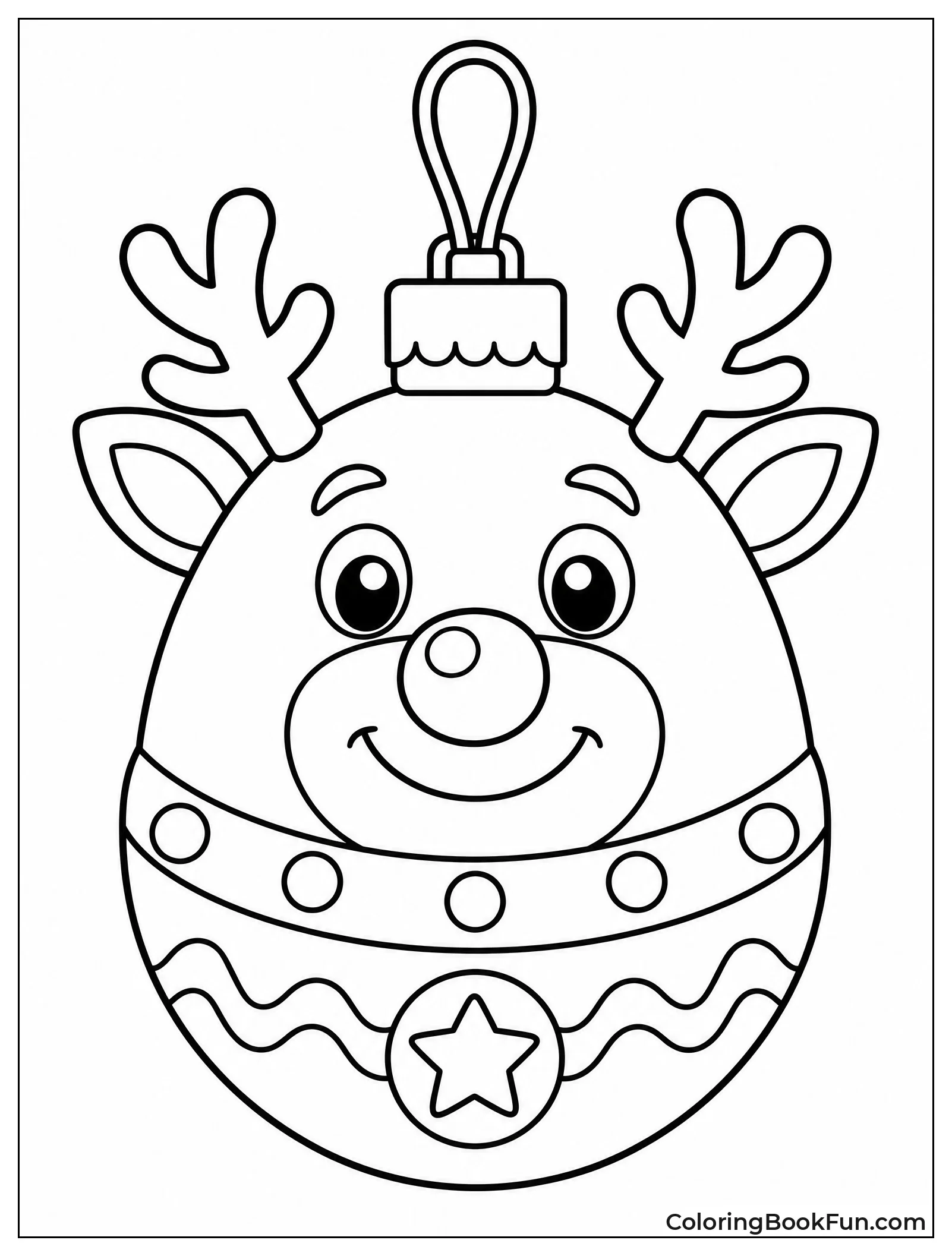 Rudolph Ornament with String and Baubles