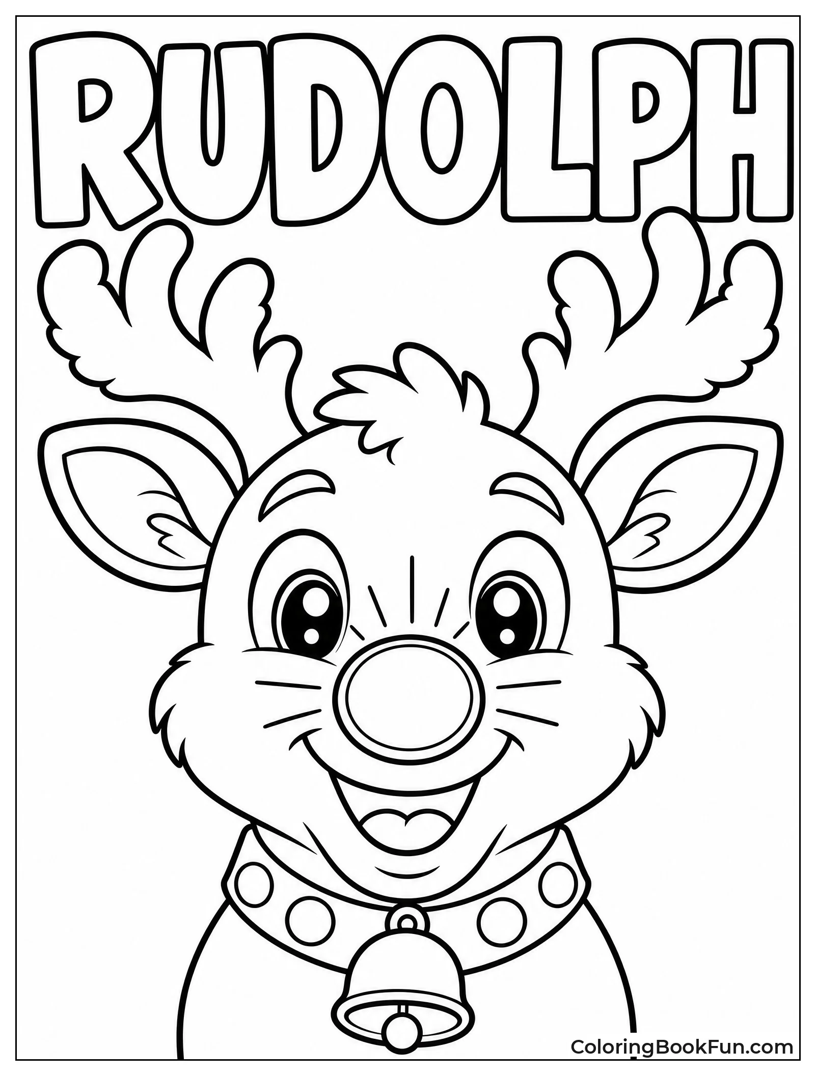 Smiling Rudolph with Glowing Red Nose