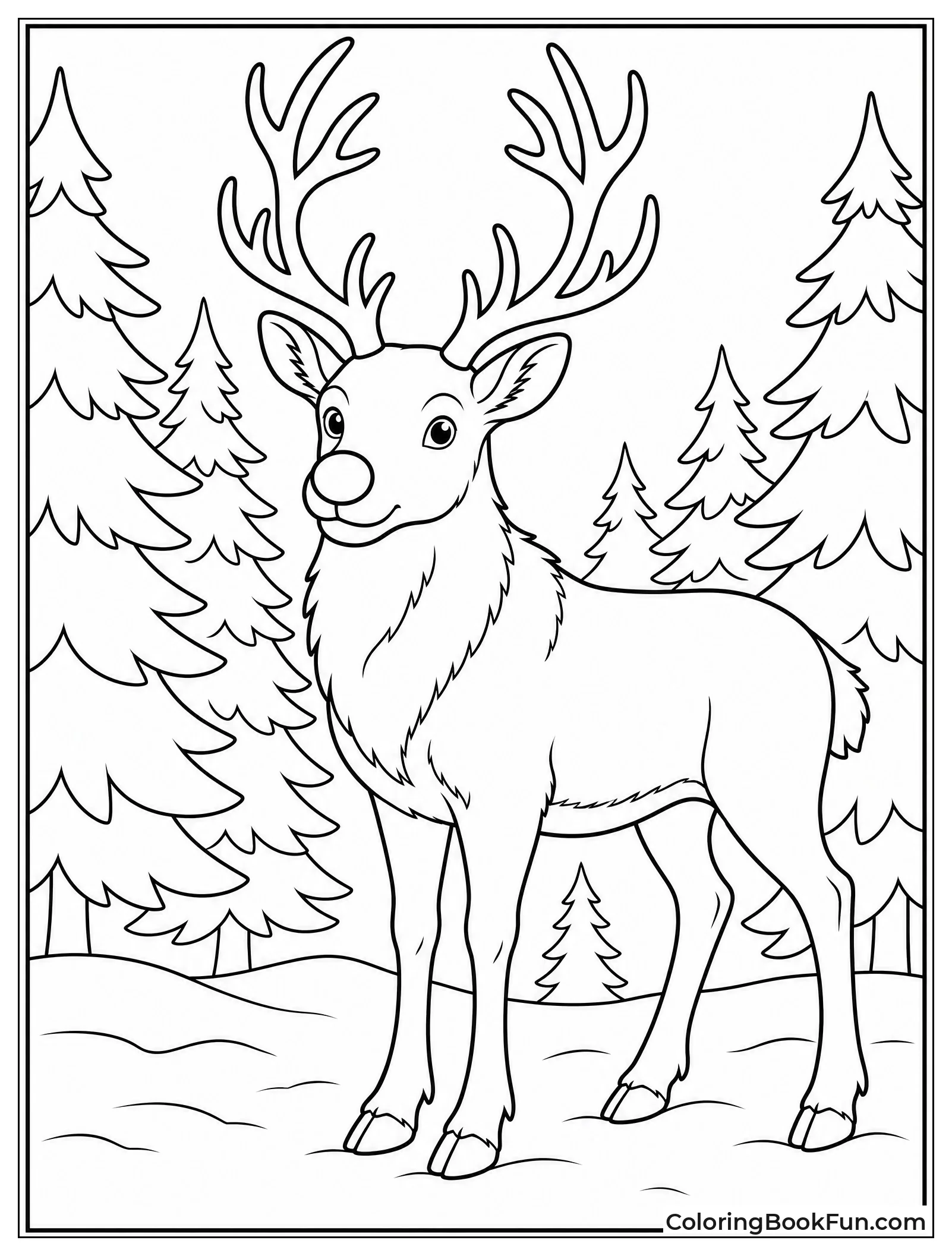 Majestic Reindeer in Deep Pine Forest