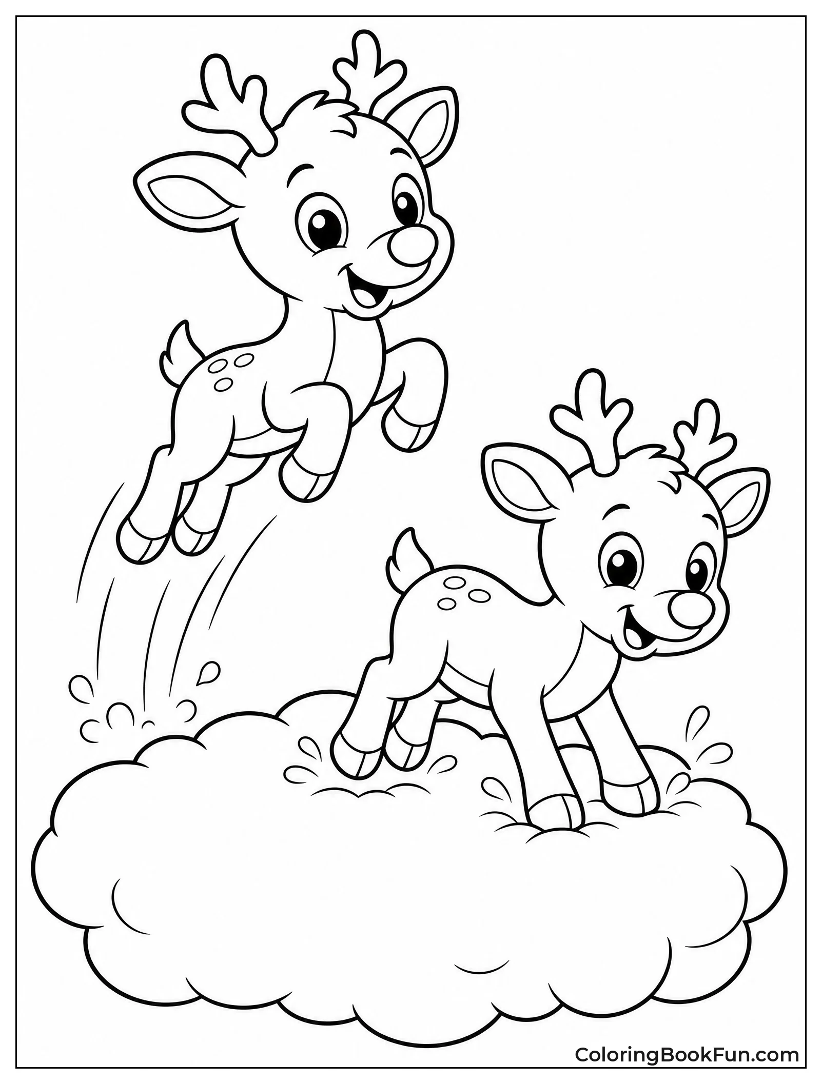 Rudolph Practicing Takeoffs on Snowy Cloud