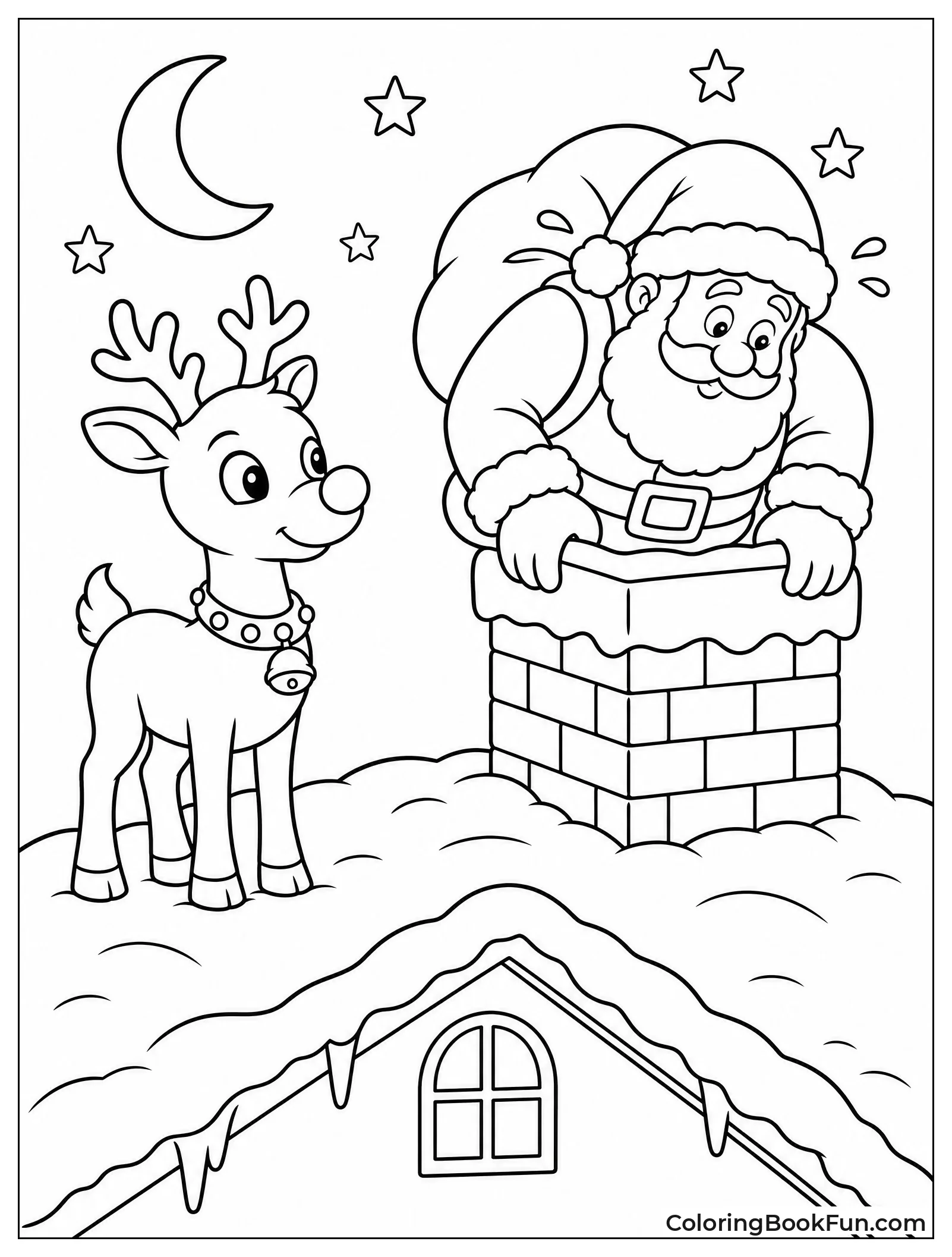 Rudolph Waiting on Snowy Rooftop