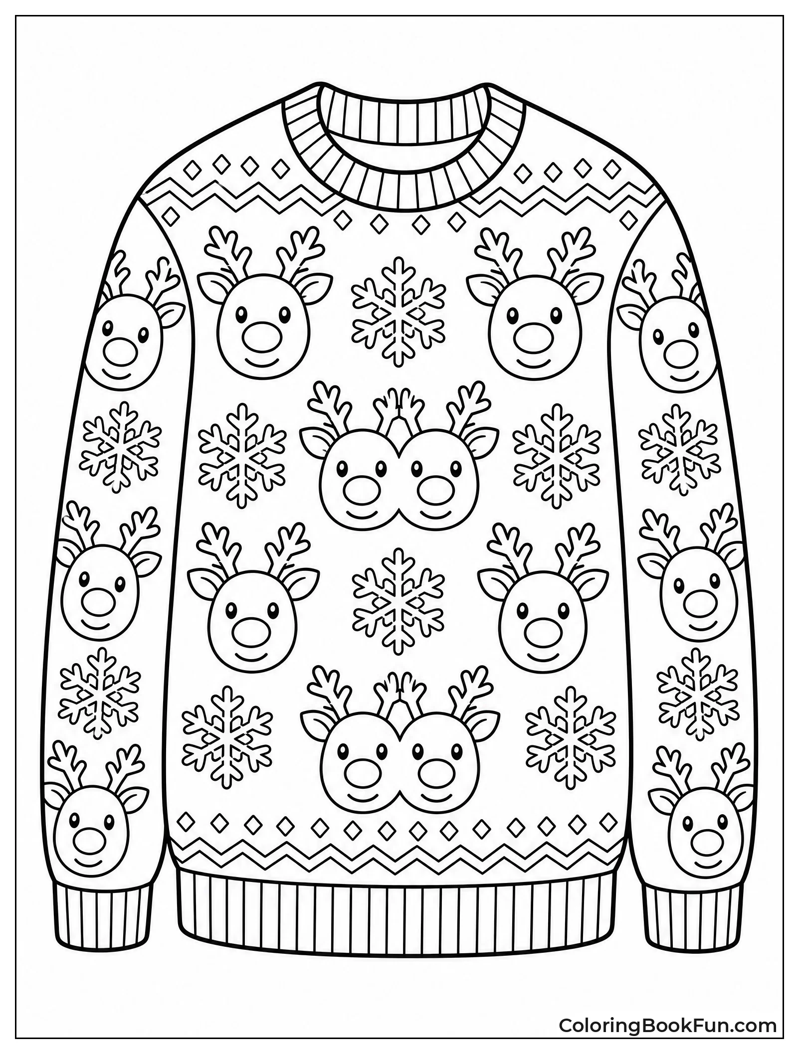 Knitted Sweater Pattern with Rudolph Faces
