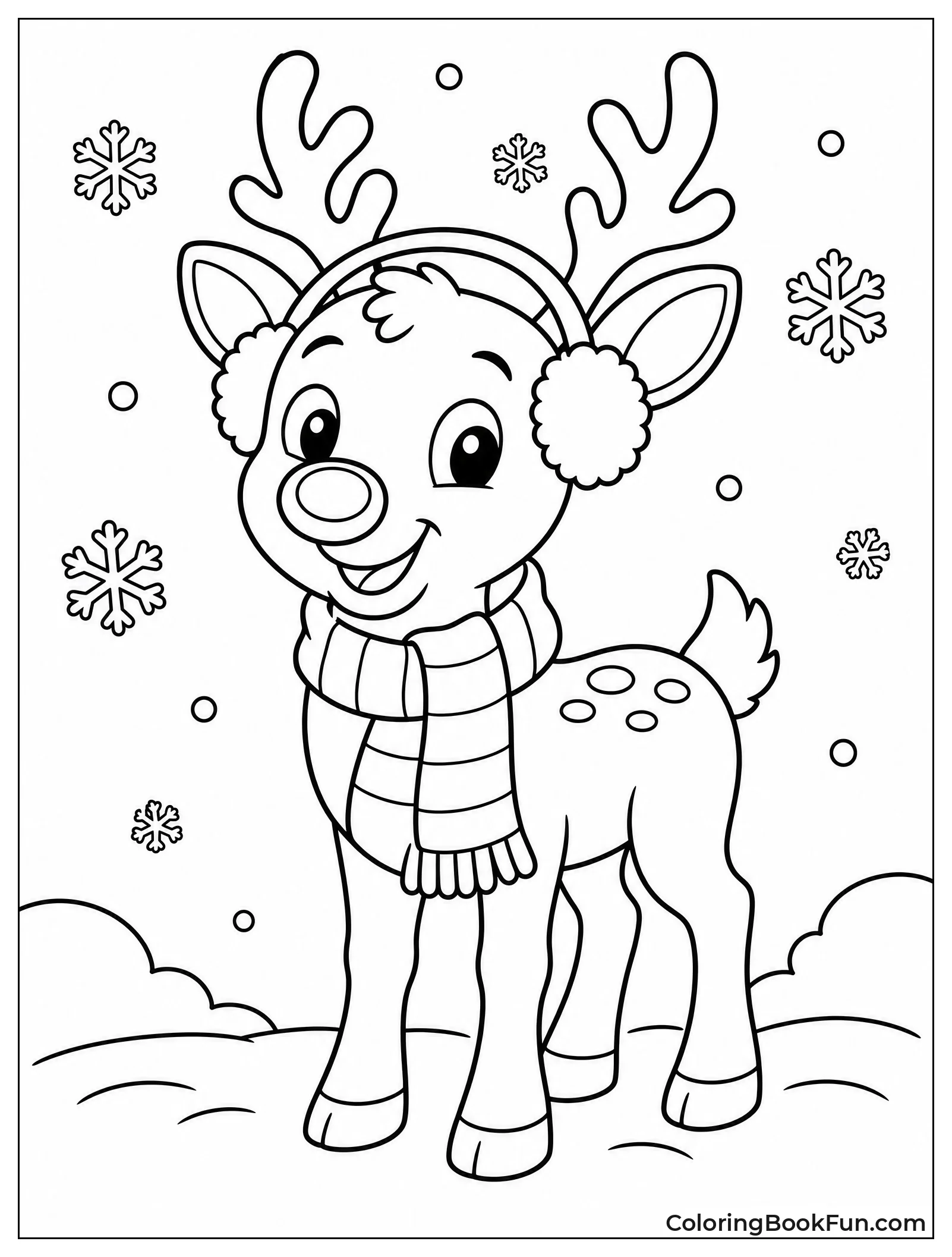 Rudolph Wearing Cozy Scarf and Earmuffs