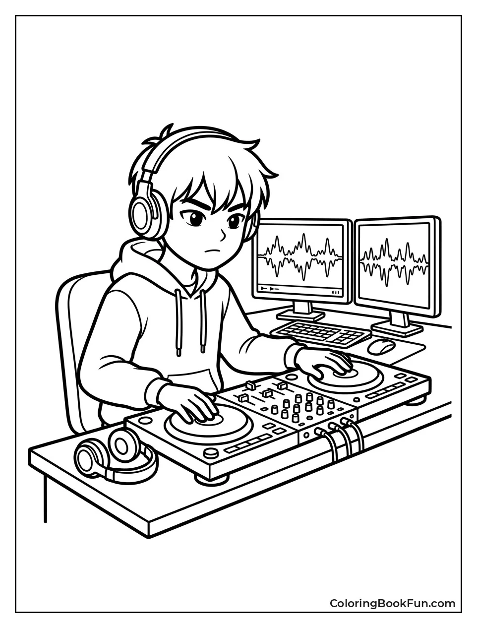 Abby Mixes Music at His Desk
