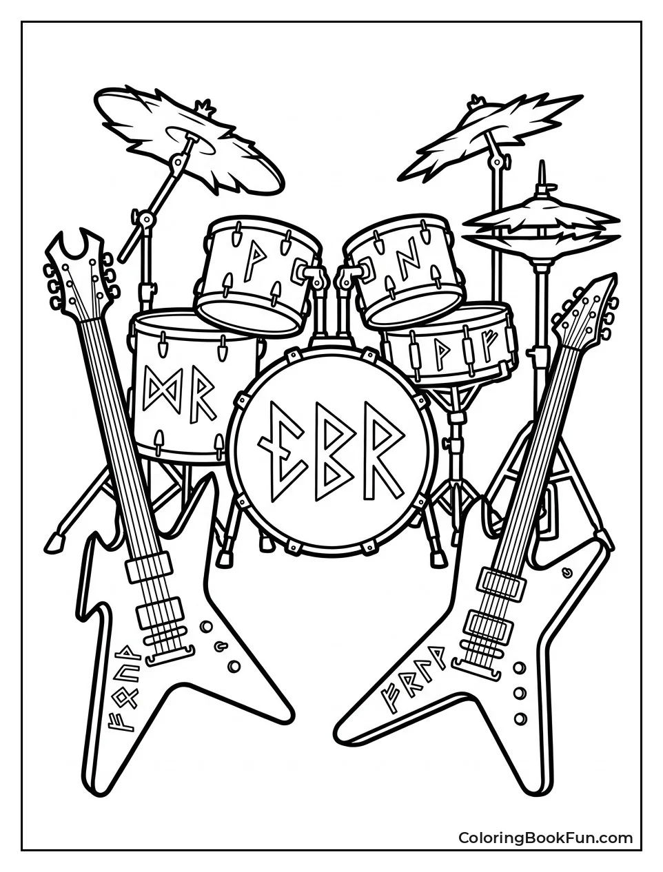 Glowing Demon Guitars and Drums
