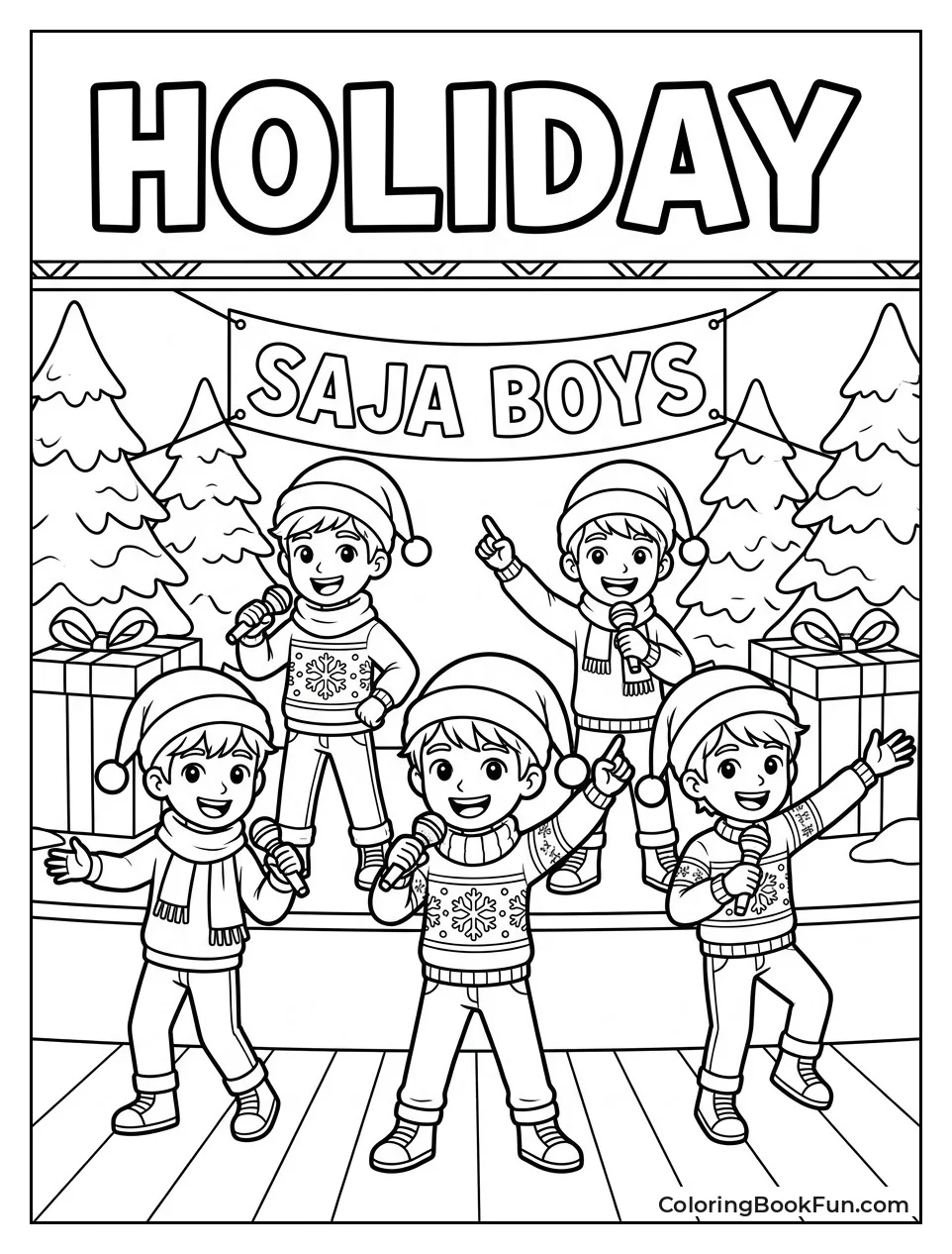 Boys Sing in Santa Hats