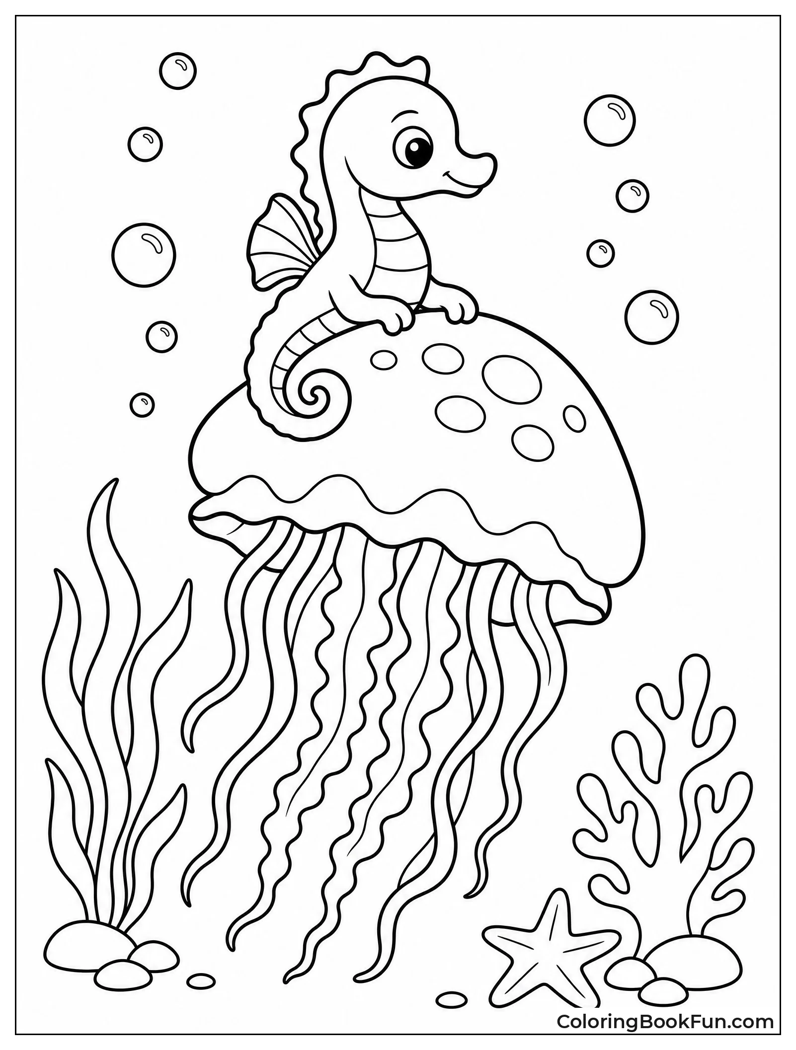 Seahorse Riding a Glowing Jellyfish