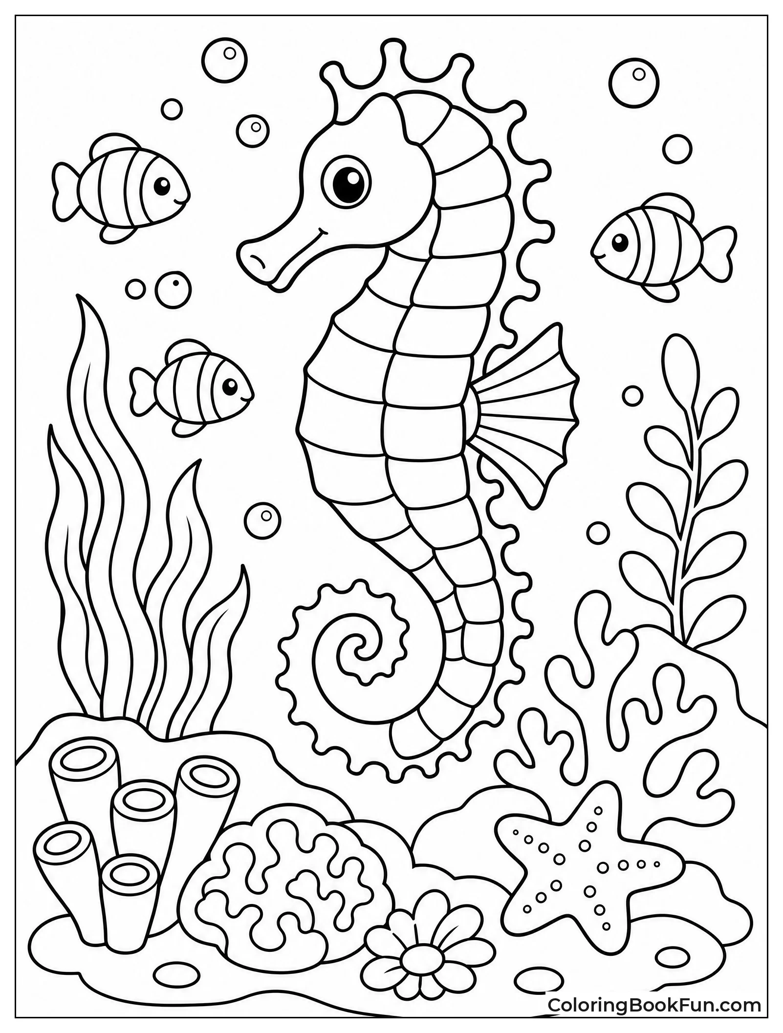 Seahorse in Colorful Coral Garden