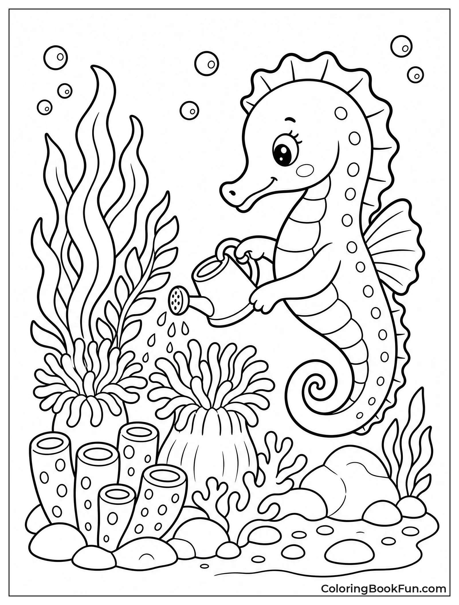 Seahorse Tending an Ocean Garden