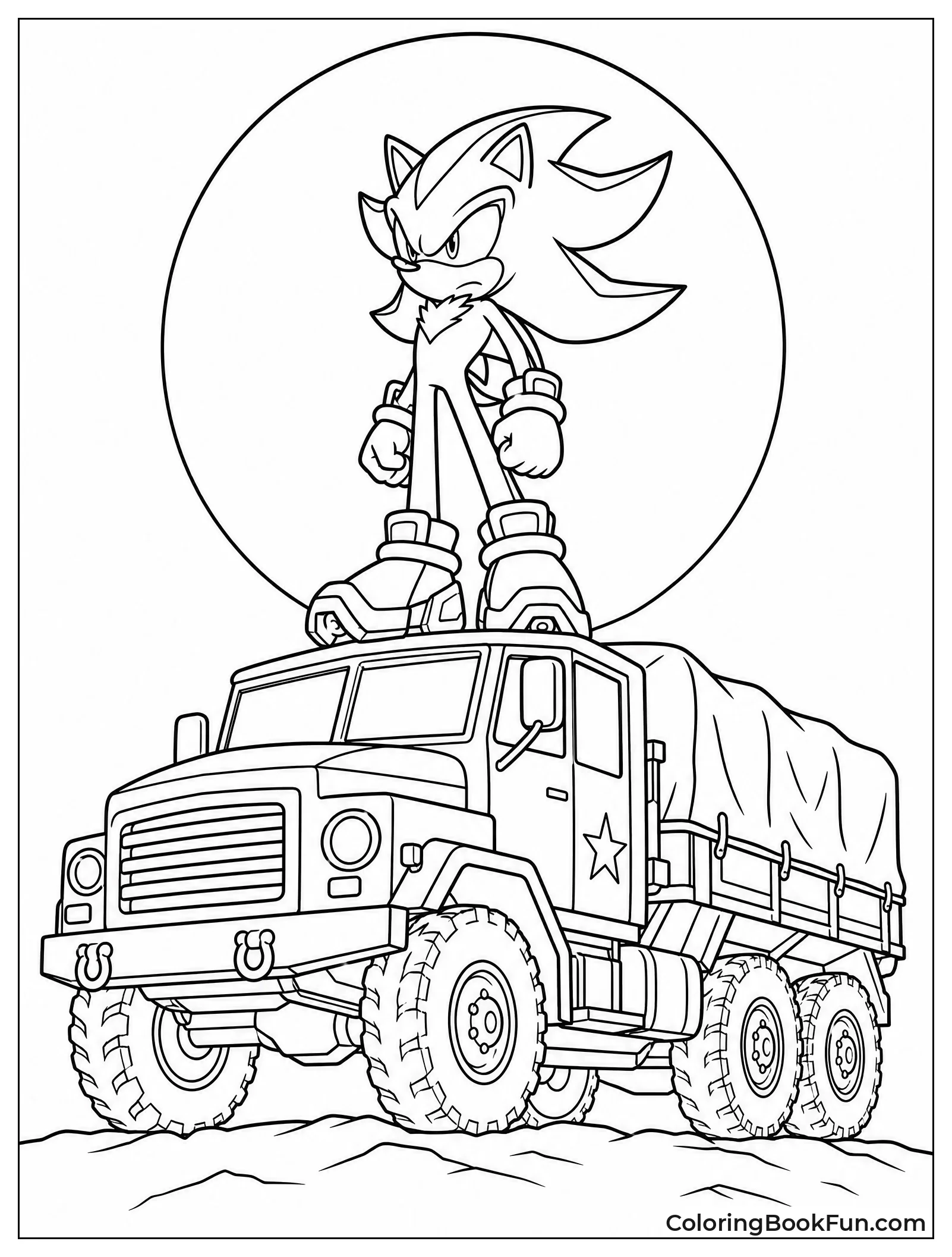 Shadow Stands on Military Truck