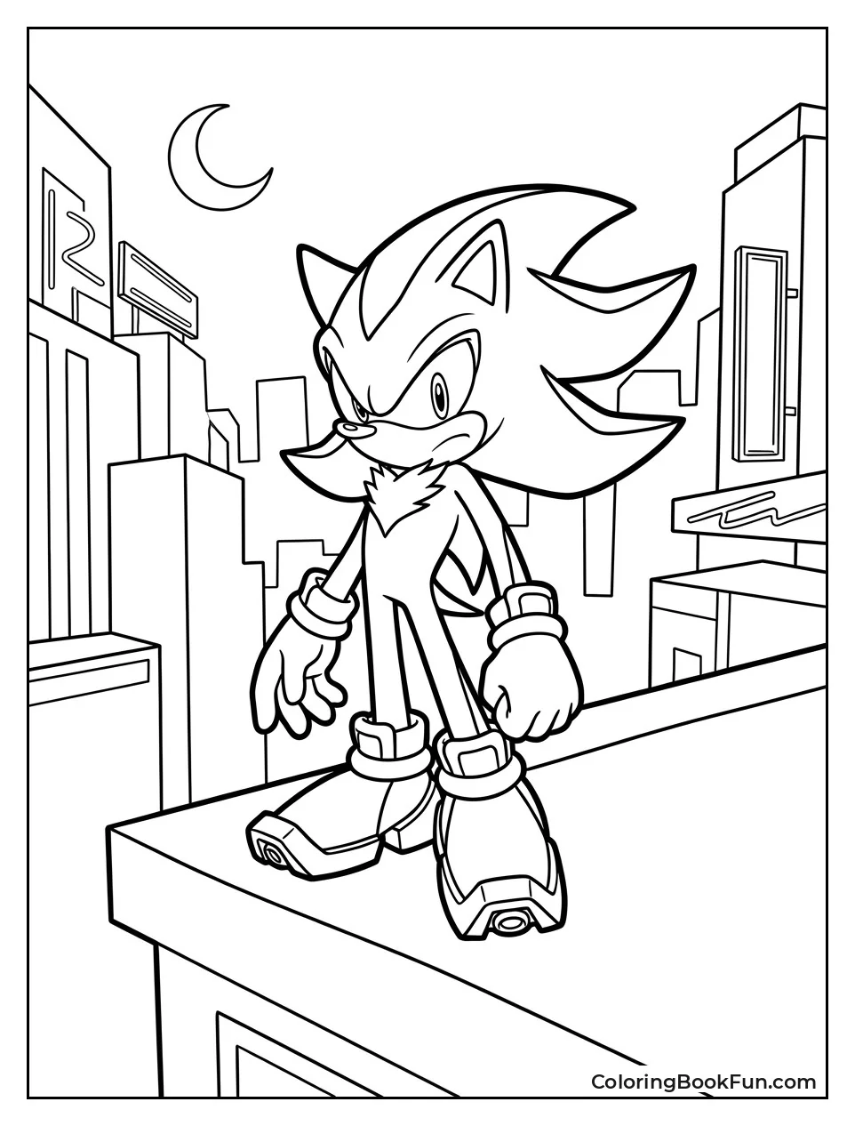 Shadow Stands on Neon City Roof