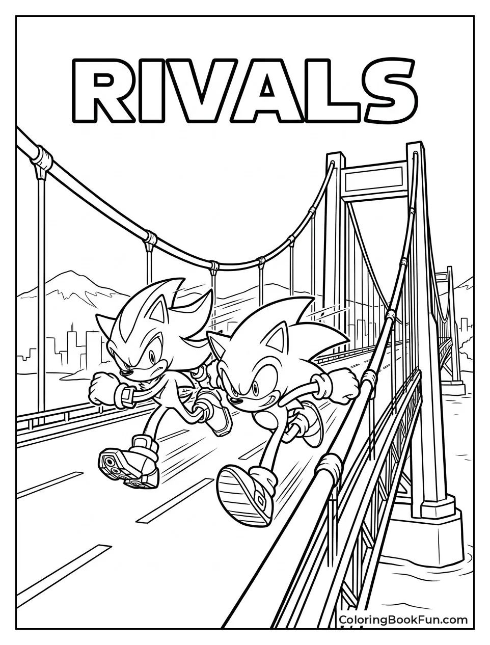Shadow Races Sonic on Bridge