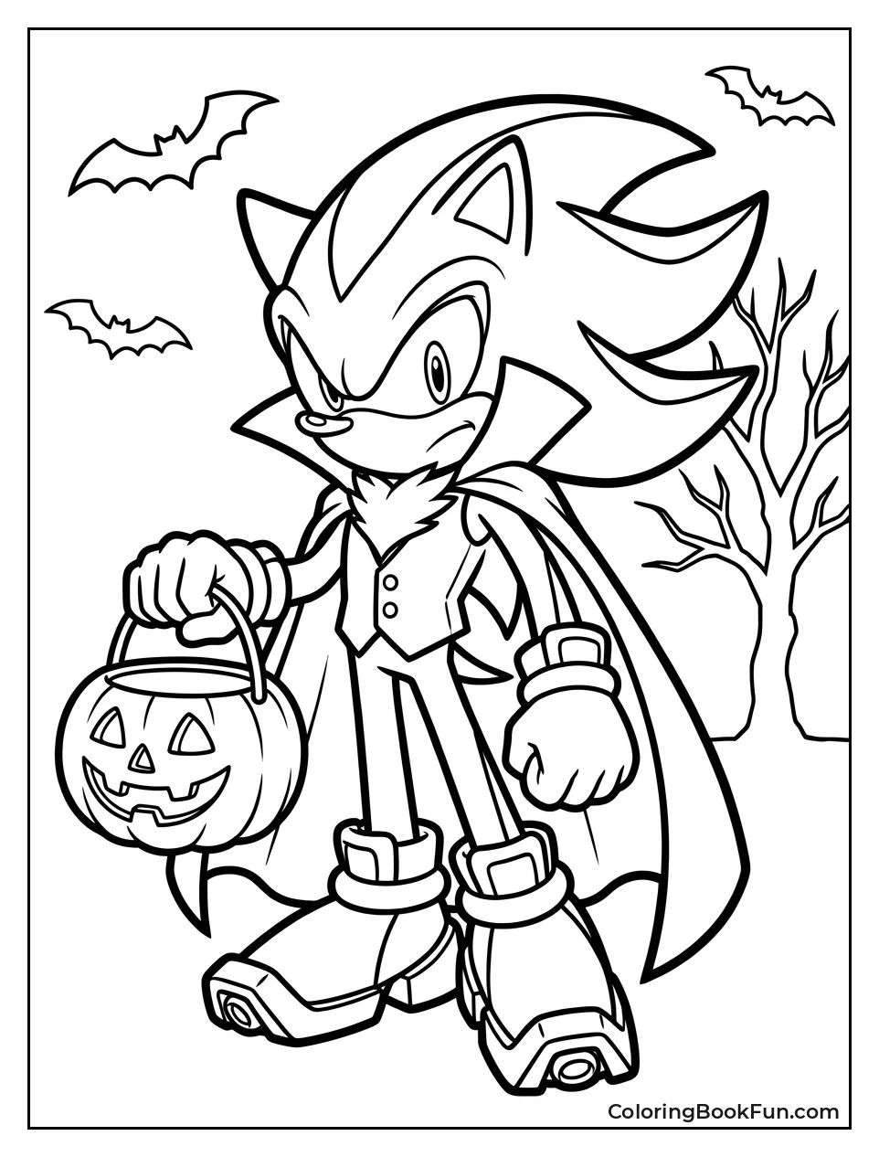 Vampire Shadow Holds Pumpkin Bucket