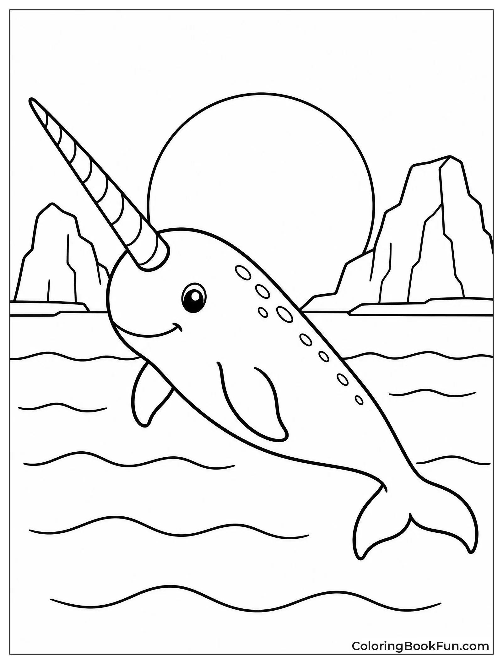 Bold Narwhal Silhouette at Sunset
