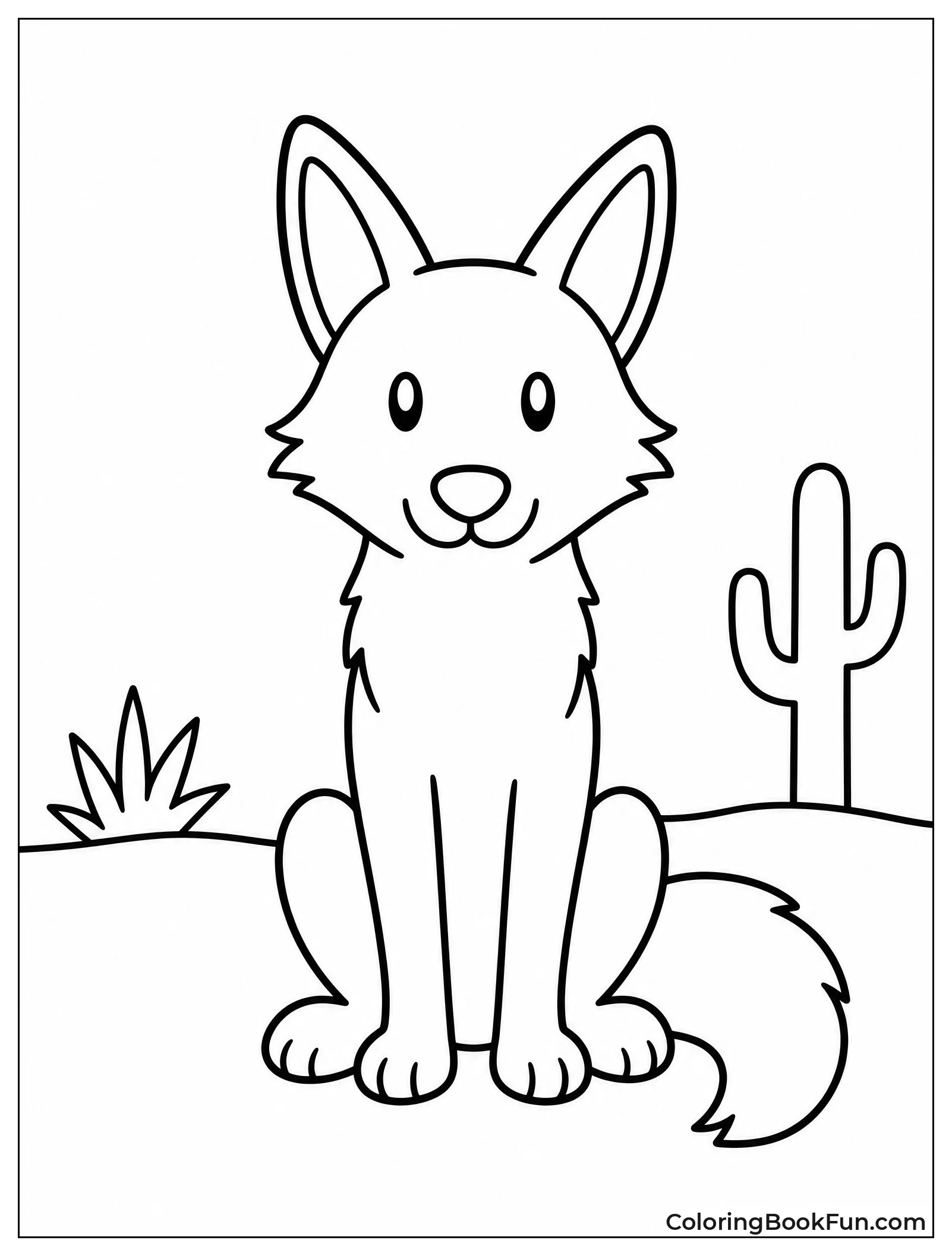 Simple Coyote Outline for Kids