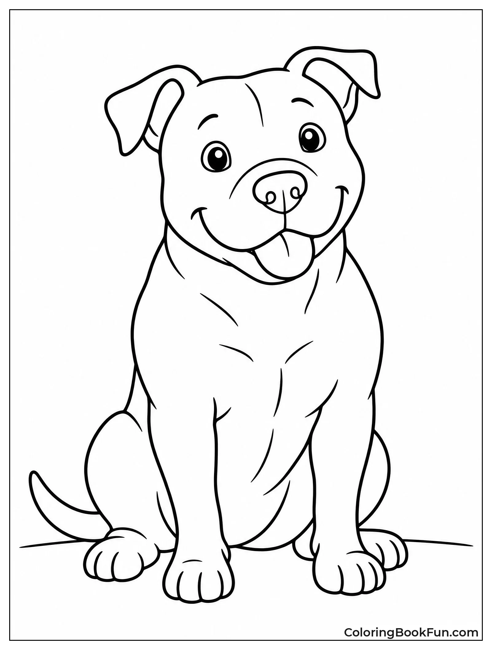 Simple Outline of Sitting Pitbull