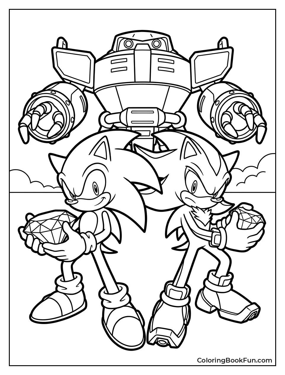 Sonic and Shadow Standing Back to Back