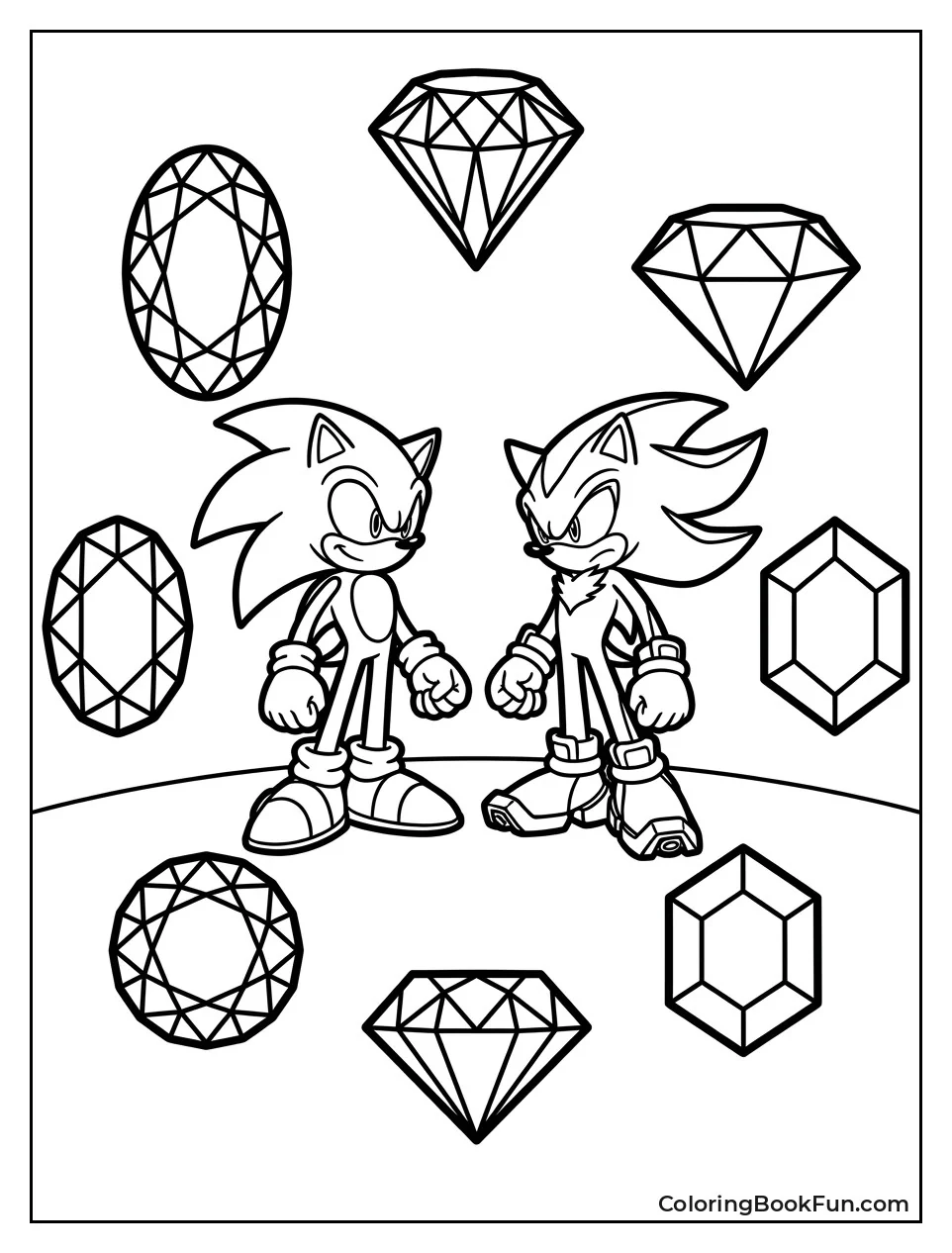 Seven Chaos Emeralds Arranged in a Circle