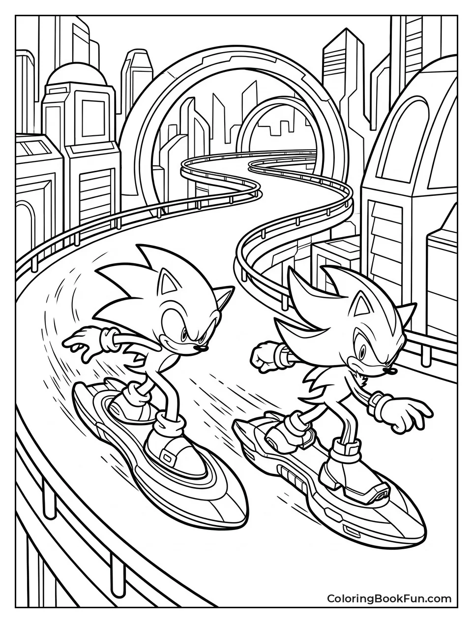 Sonic and Shadow Racing on Hoverboards