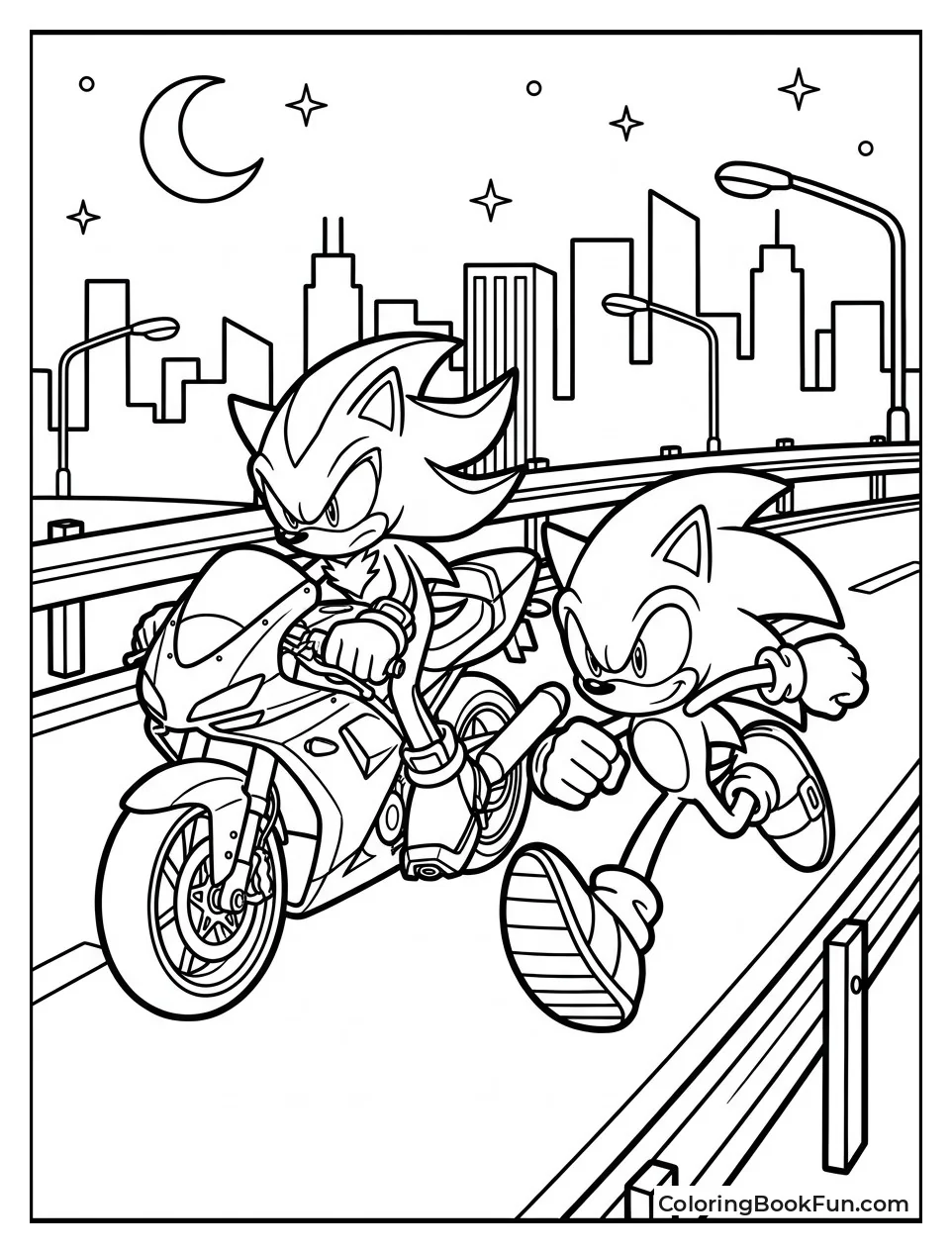 Shadow Riding His Motorcycle at Night