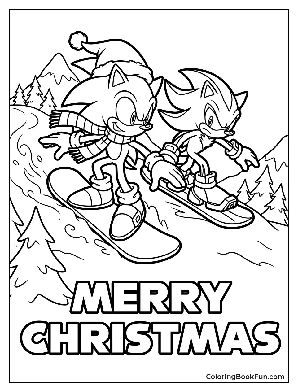 Sonic Snowboarding Down a Mountain