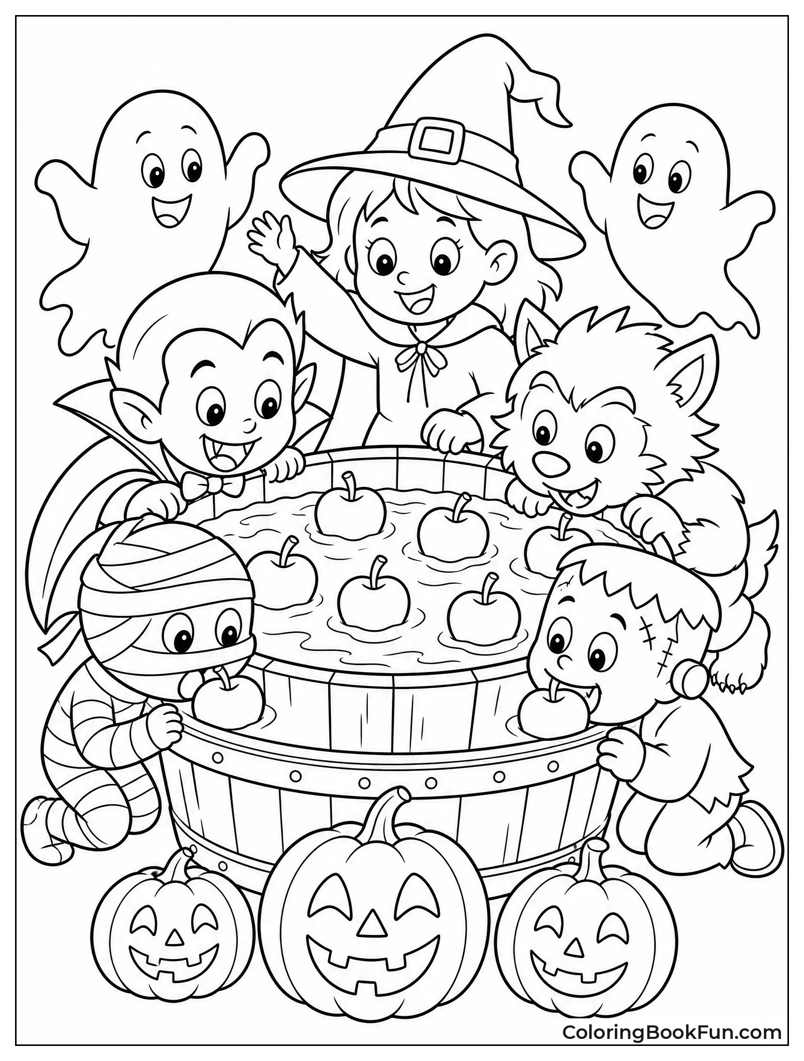 Kids Bobbing for Apples at Party