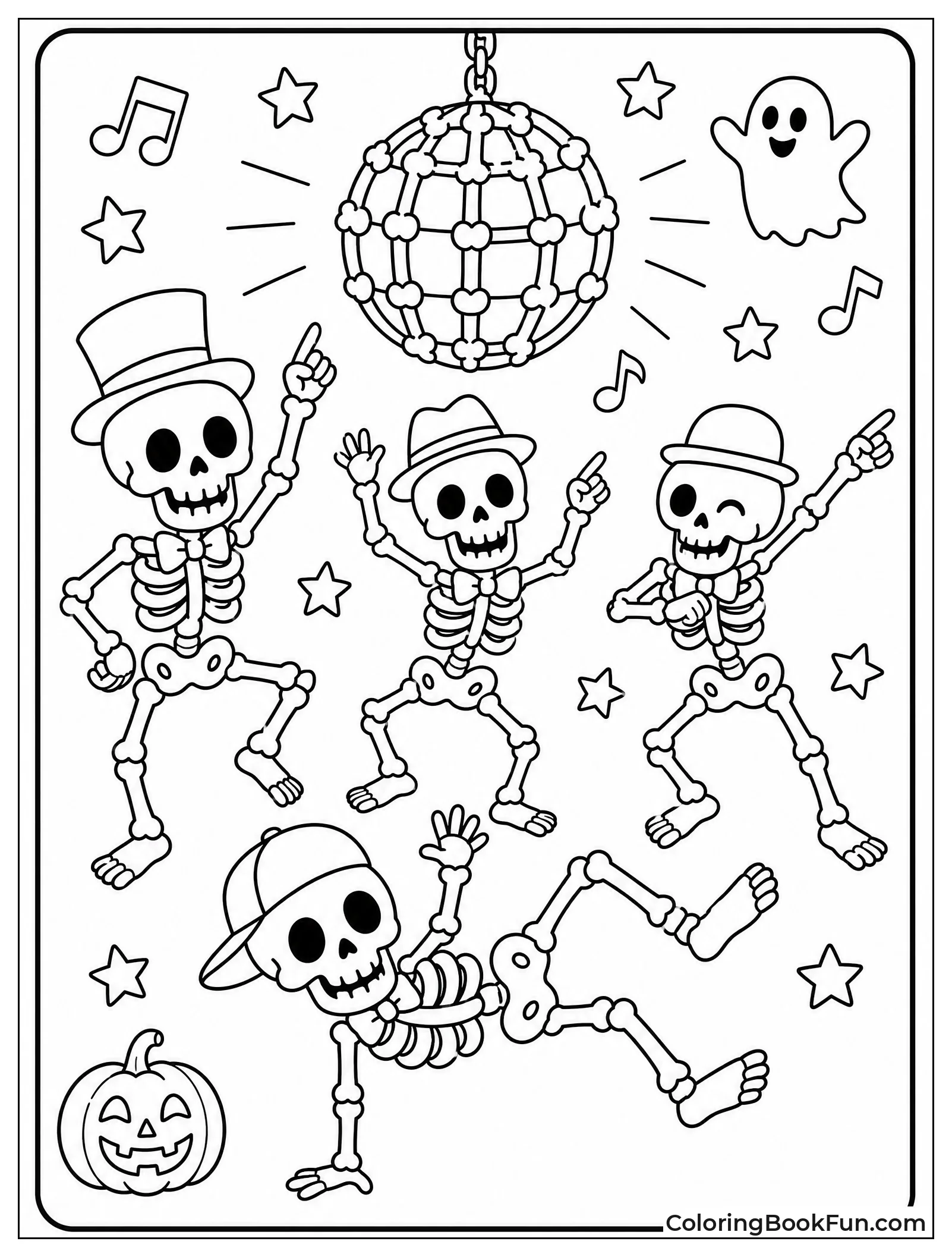Skeletons Dancing Under Disco Ball