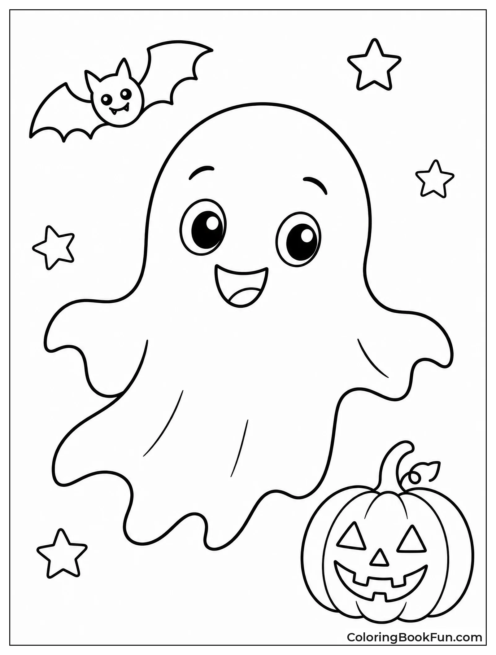 Cute Ghost Floating with Big Eyes